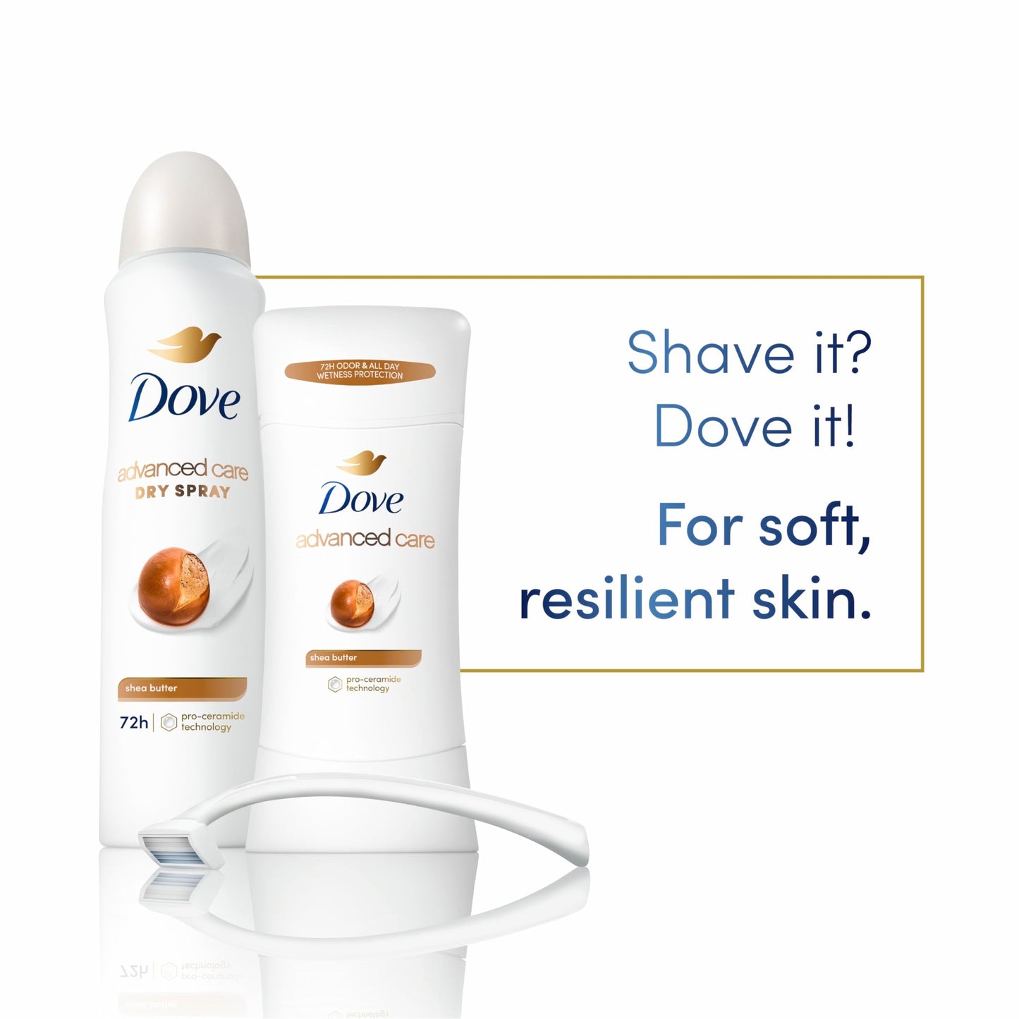 Dove Advanced Care Antiperspirant Deodorant Stick Shea Butter 4 ct with Pro ceramide technology for helping skin barrier repair after shaving 72 hour Beauty and Personal Care Dove