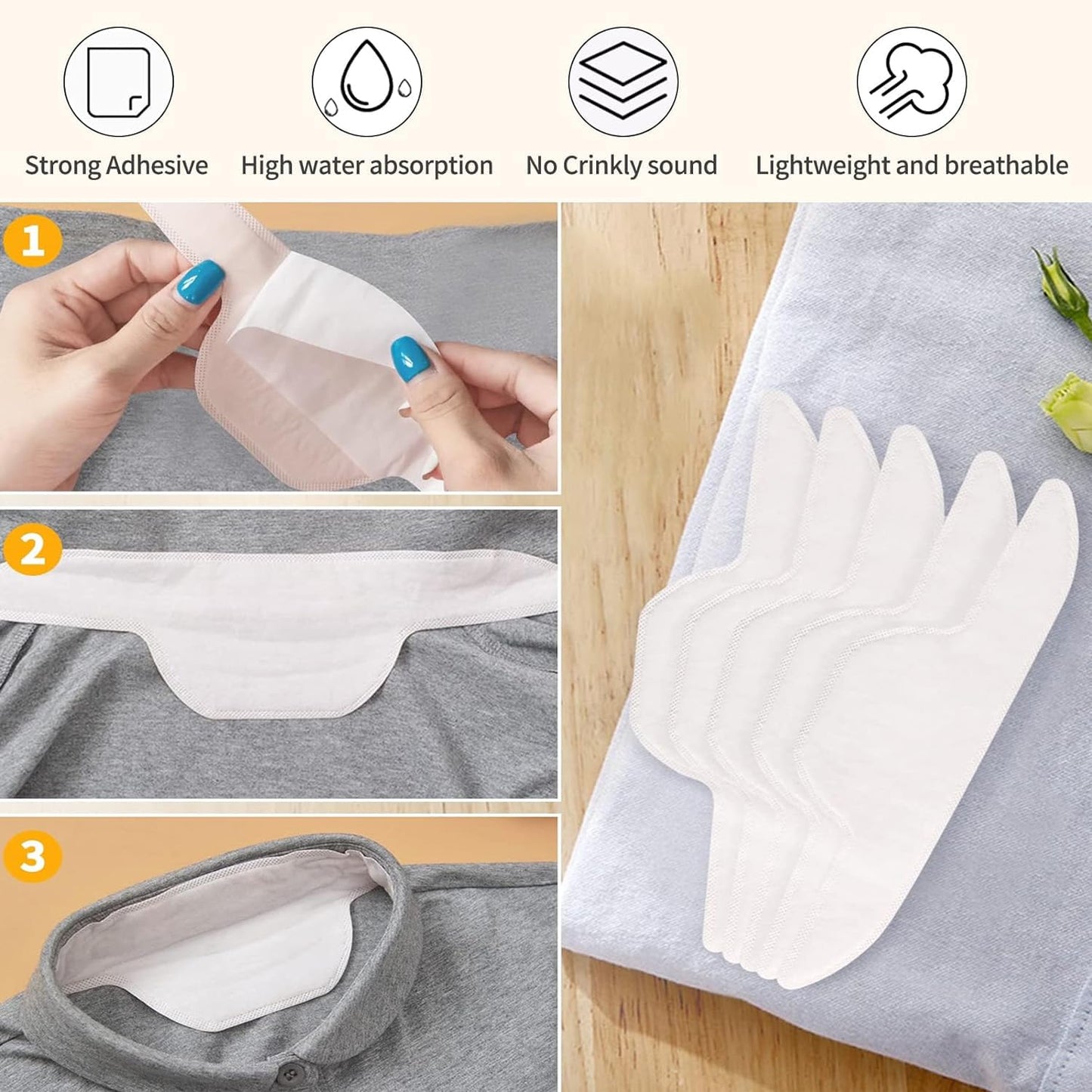AKOAK 10 Pcs Shirt Neck Pad, Disposable Absorbent Perspiration Collar Stickers, Invisible Collar Protector, Absorbent and Antiperspirant Stickers Keep Beauty and Personal Care AKOAK