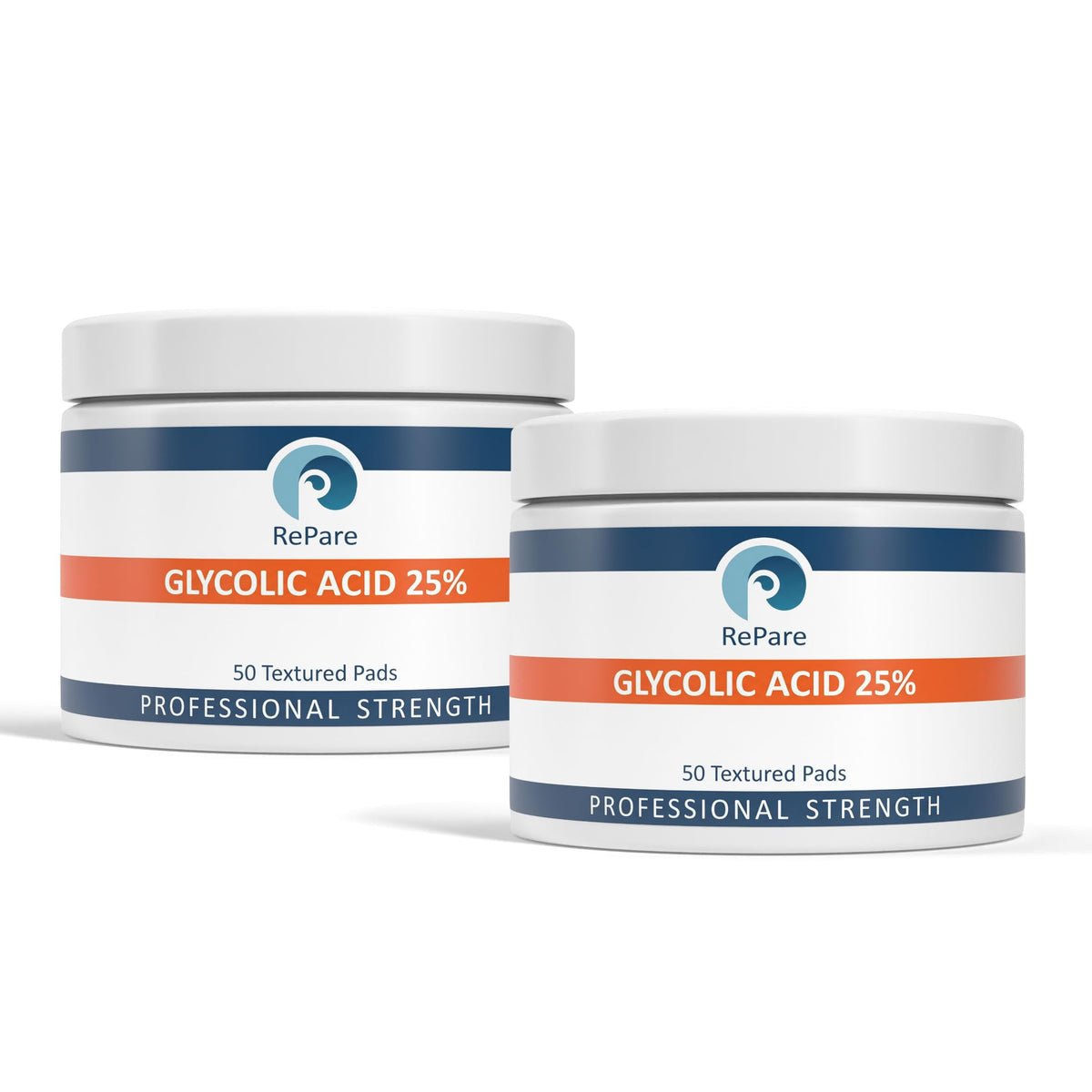 RePare Glycolic Acid 25% Peel Pads - Professional Resurfacing Facial Treatment for Smooth Skin Tone & Texture (2-Jar Value Pack) Jars only