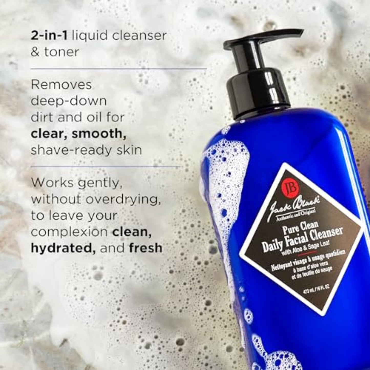 Jack Black Pure Clean Daily Facial Cleanser for Men - Mens Face Wash, Jack Black Face Wash Men's, Face Wash for Men, Face Cleanser for Men, 2-in-1 Beauty & Personal Care Jack Black
