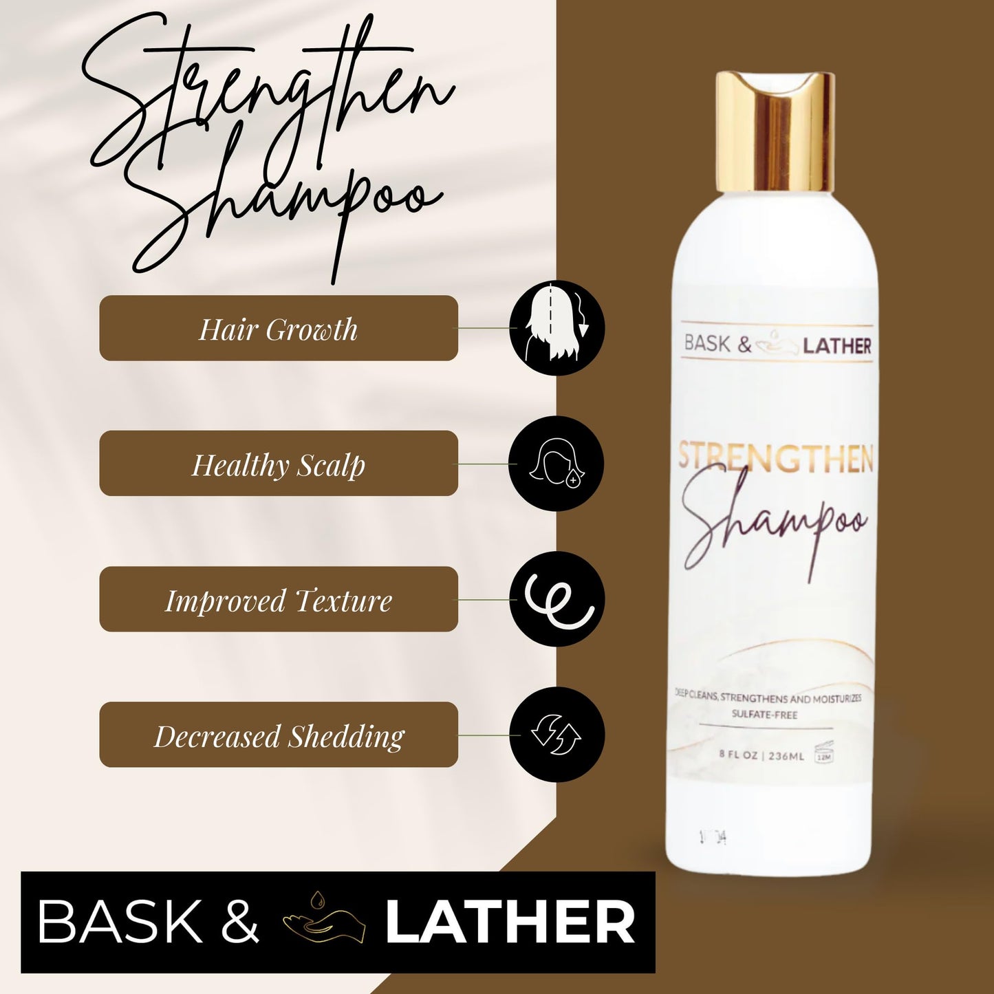 BASK & LATHER Strengthen Regrowing Hair (8 Fl Oz) Beauty and Personal Care BASK & LATHER