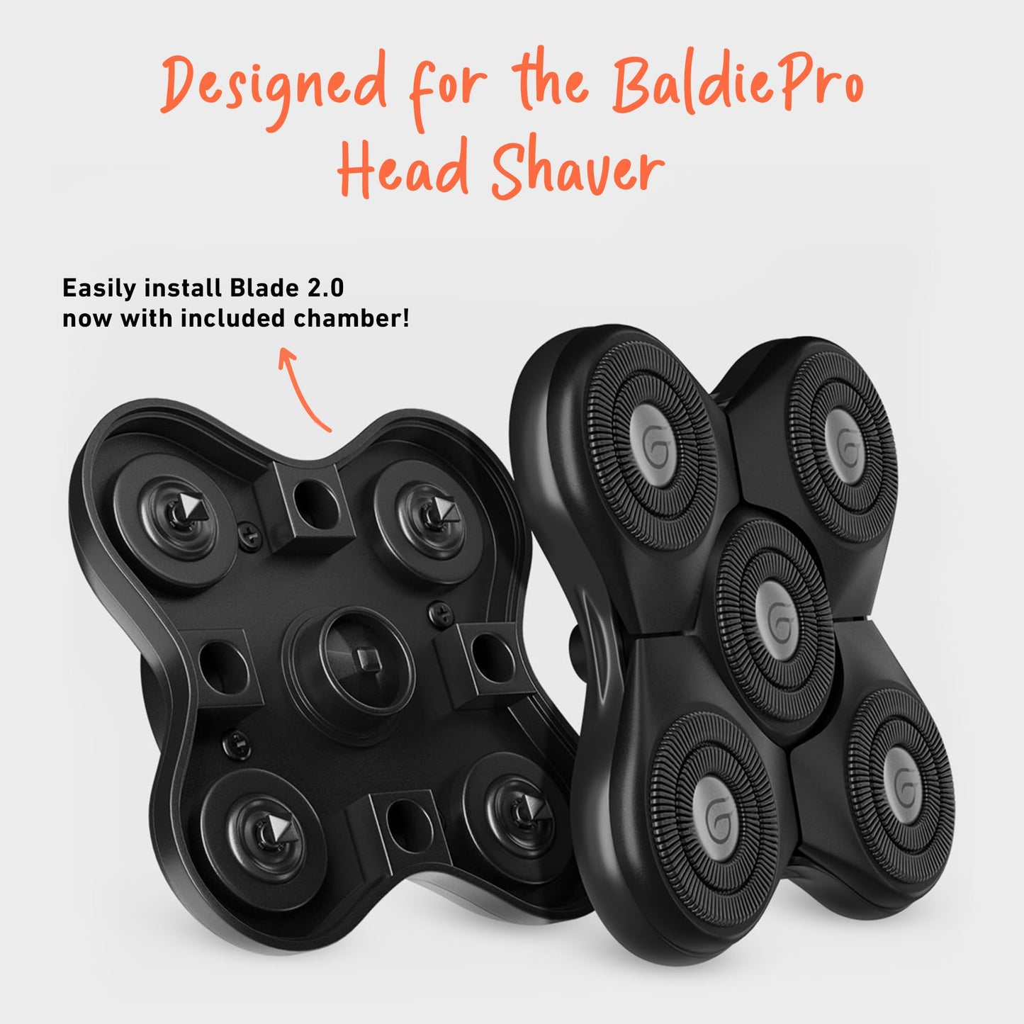 BaldiePro Blade Refill 2.0 + Chamber - Electric Shaver Replacement Head For BaldiePro Head Shaver - Electric Razor Replacement Blades for Bald Head Beauty and Personal Care Groomie