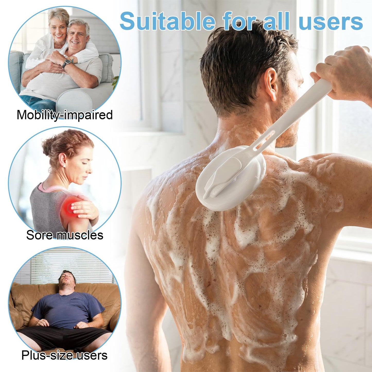 Silicone Shower Scrubber with Soap Reservoir, 2026 New Detachable Curved Long Handle Brush, Quick-Drying, Non-Slip Grip, Deep Cleansing & Exfoliating Beauty and Personal Care WCLNM