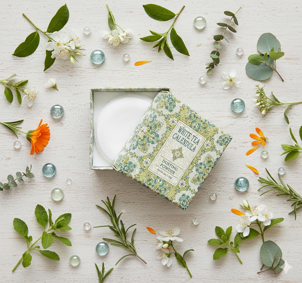 Greenwich Bay Trading Company White Tea Calendula Dusting Powder 4oz Beauty & Personal Care Greenwich Bay Trading Company