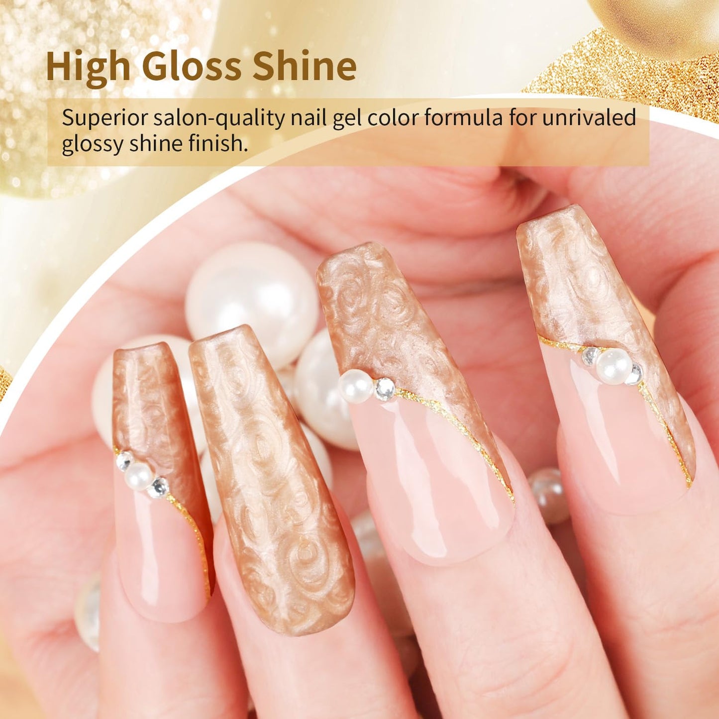 JODSONE 10ml Gel Nail Polish Glitter Drawing Champagne Gold Gel Polish All Seasons Neutral Soak Off U V Lamp Nail Art Design Manicure Salon DIY Home Beauty and Personal Care JODSONE
