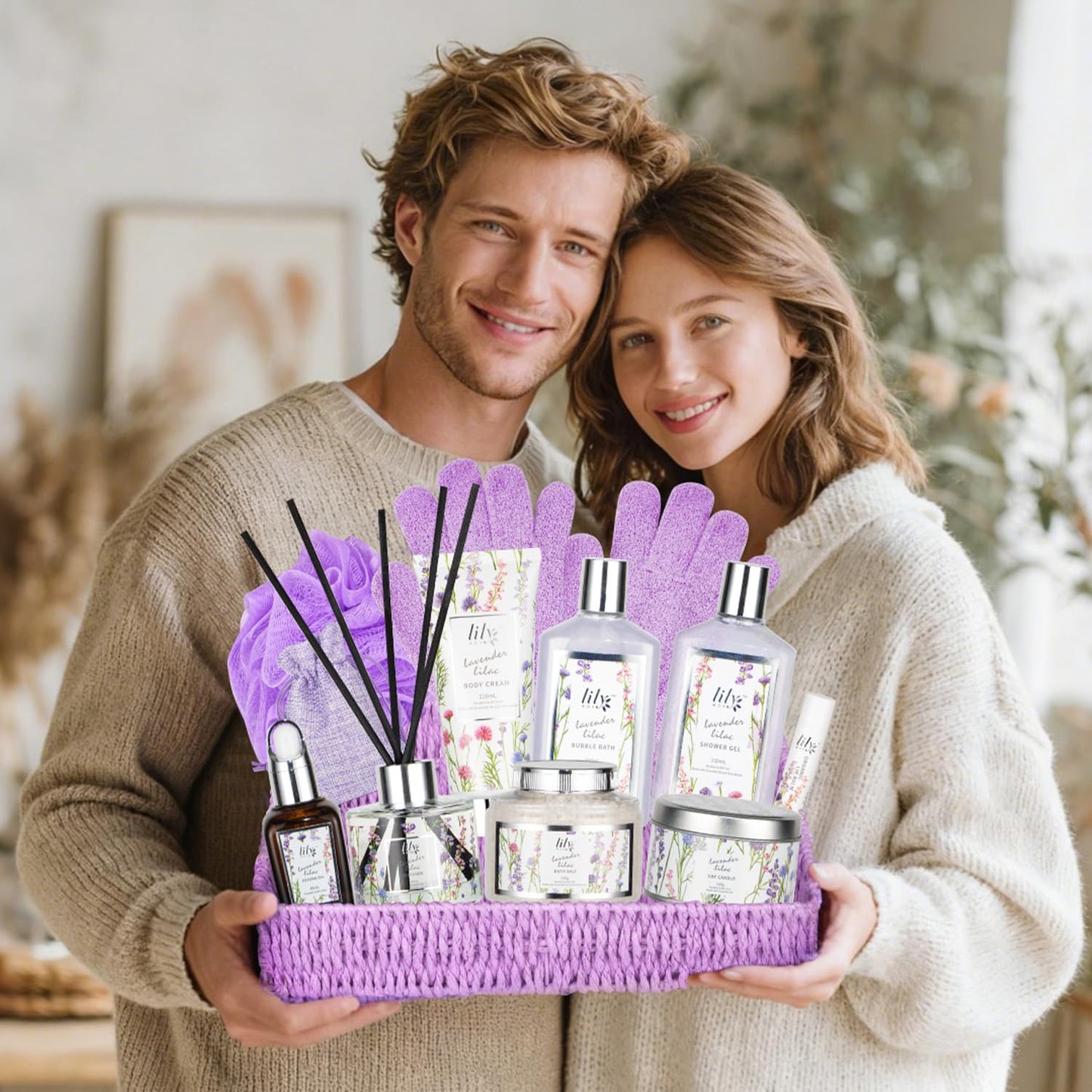 Mothers Day Gifts for Women - 15-Piece Lavender Bath and Body Gift Basket Set for Women, Spa Gift Basket, Bath Set | Birthday, Valentines Day Gifts Beauty & Personal Care LILY ROY