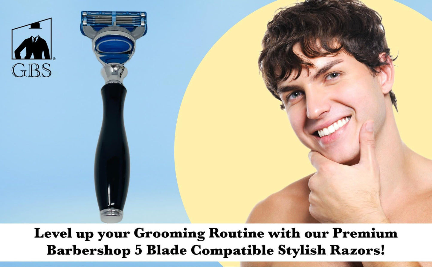 G.B.S Ultimate Wet Shaving kit for Men- 5 Blade Compatible Razor + 1 Blade, 100% Pure Badger Brush, Stainless Steel Shaving Bowl and Dual Stand Beauty and Personal Care G.B.S