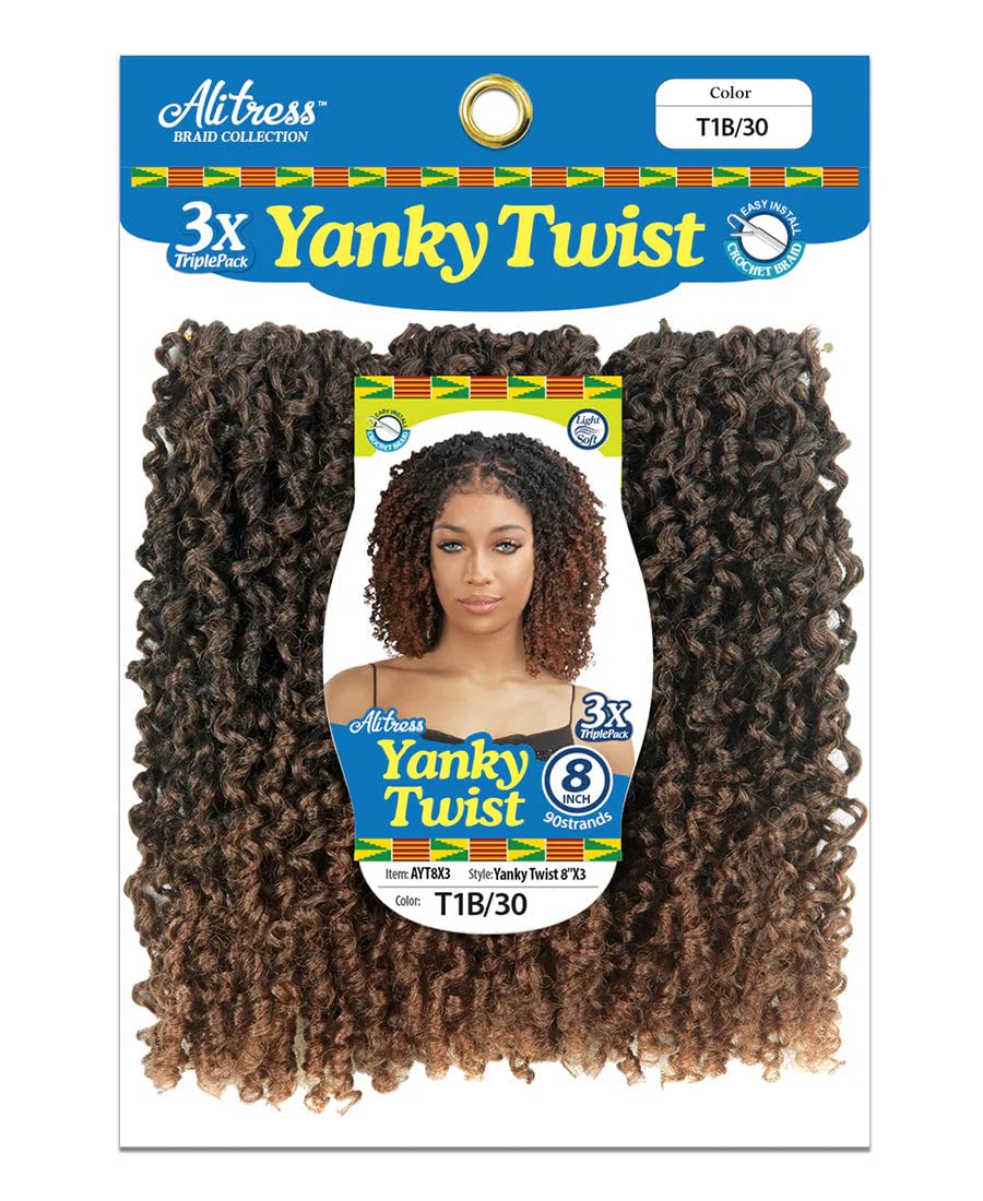 Chade Fashions Short Length Pre-Looped Braided Style Synthetic Hair Wig - ALITRESS YANKY TWIST 8" X 3PCS (1B)