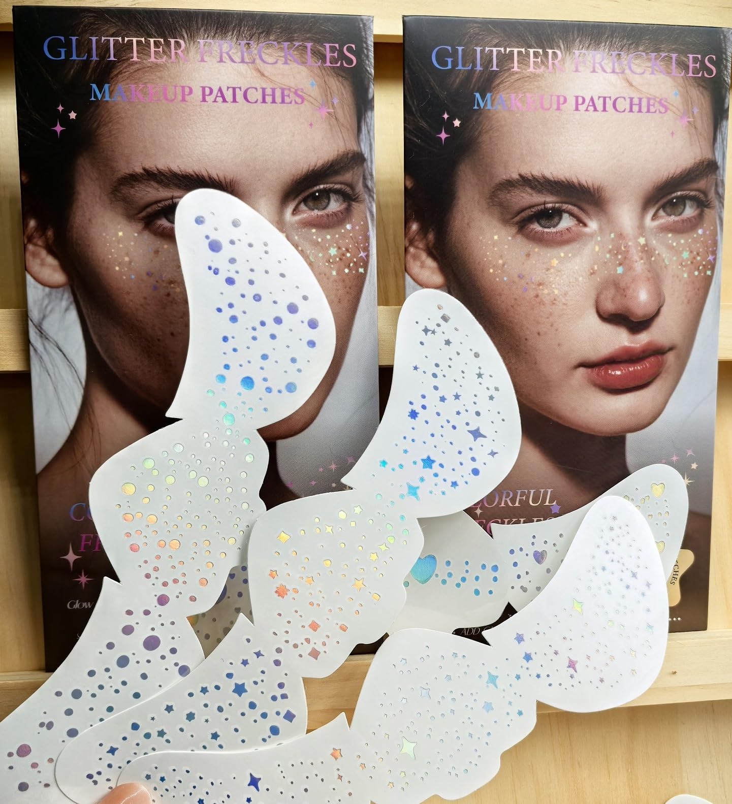 Glitter Freckles, Holographic Face and Body Glitter Tattoo Sparkle for Women Gold Glow Cosmetic Star Makeup Accessories for Festival Rave Beauty & Personal Care Anmubag