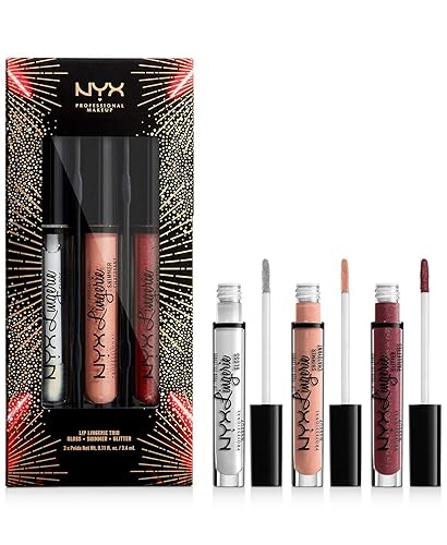 NYX LIP LINGERIE TRIO GLOSS SHIMMER GLITTER Beauty & Personal Care NYX PROFESSIONAL MAKEUP
