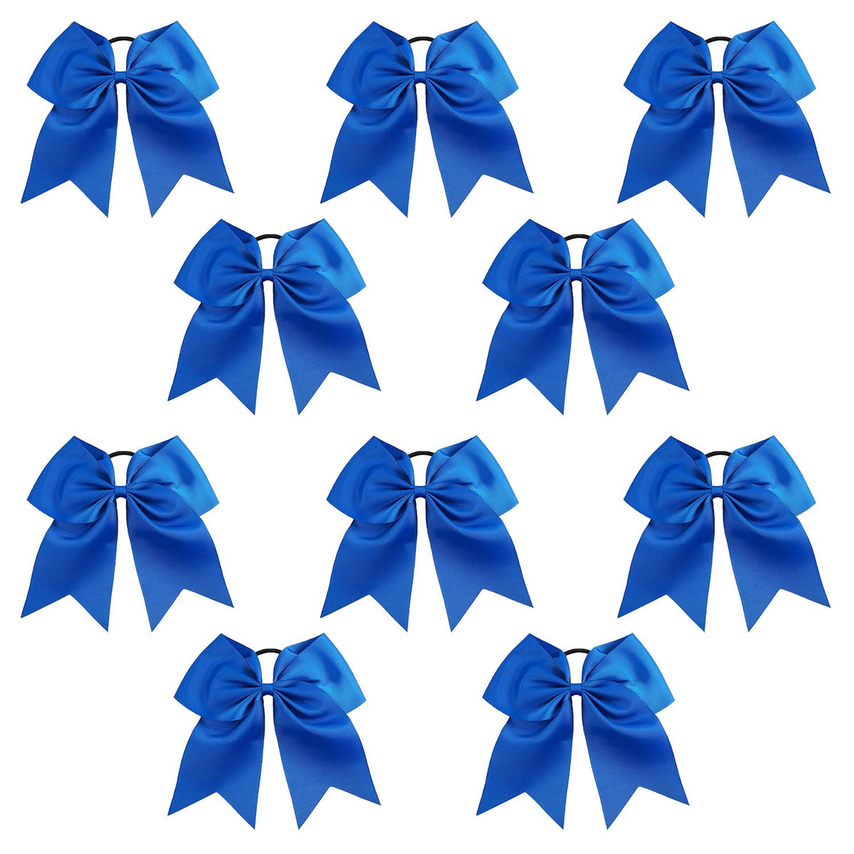 Kenz Laurenz 7" Jumbo Cheer Bow Big Hair Bows with Ponytail Holder Large Classic Accessories for Teens Women Girls Softball Cheerleader Sports
