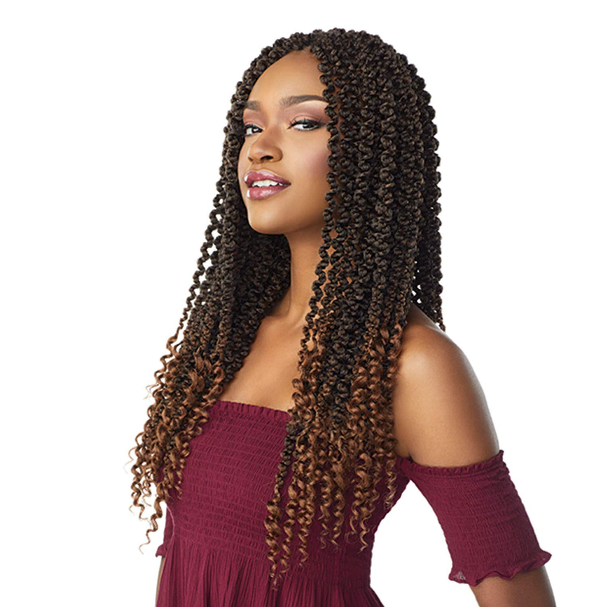 Sensationnel Lulutress Crochet Braids-3X 3D Passion Twist 18in,4 MEDBROWN