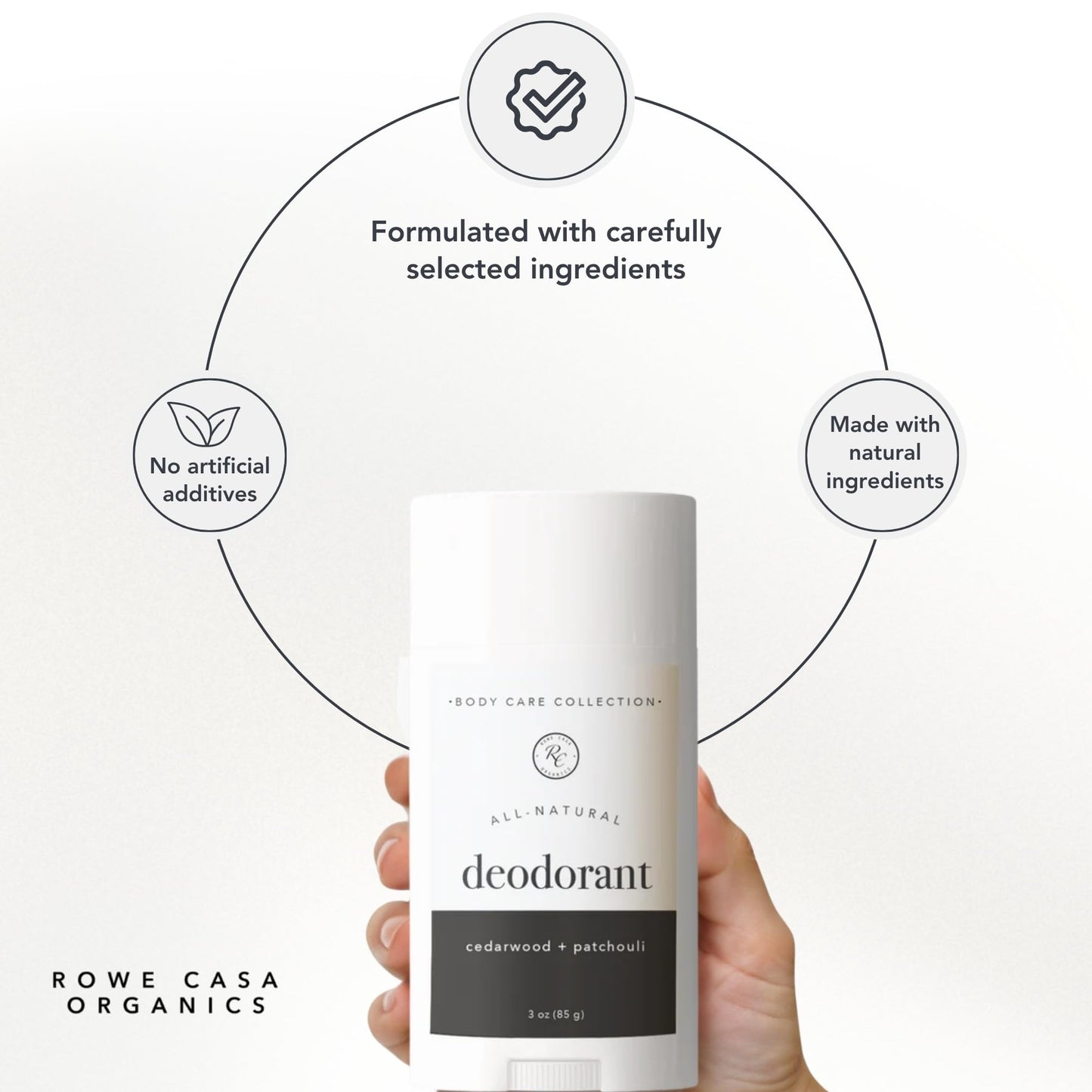 Rowe Casa Organics Cedarwood + Patchouli Natural Aluminum Free Deodorant for Men and Women, Wood and Musky Paraben-Free Deodorant Stick Beauty and Personal Care Rowe Casa Organics