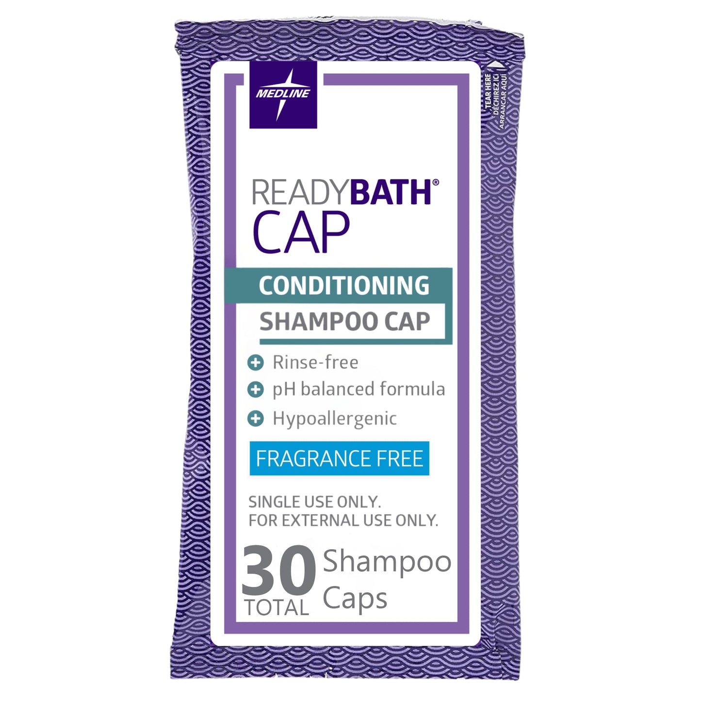 Medline ReadyBath Unscented Rinse-Free Shampoo Cap with Conditioner, 30 Count Beauty & Personal Care Medline