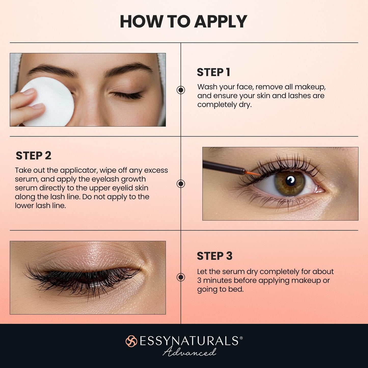 Essynaturals Premium Eyelash Growth Serum for Longer, Fuller, Thicker Lashes Beauty & Personal Care EssyNaturals Advanced