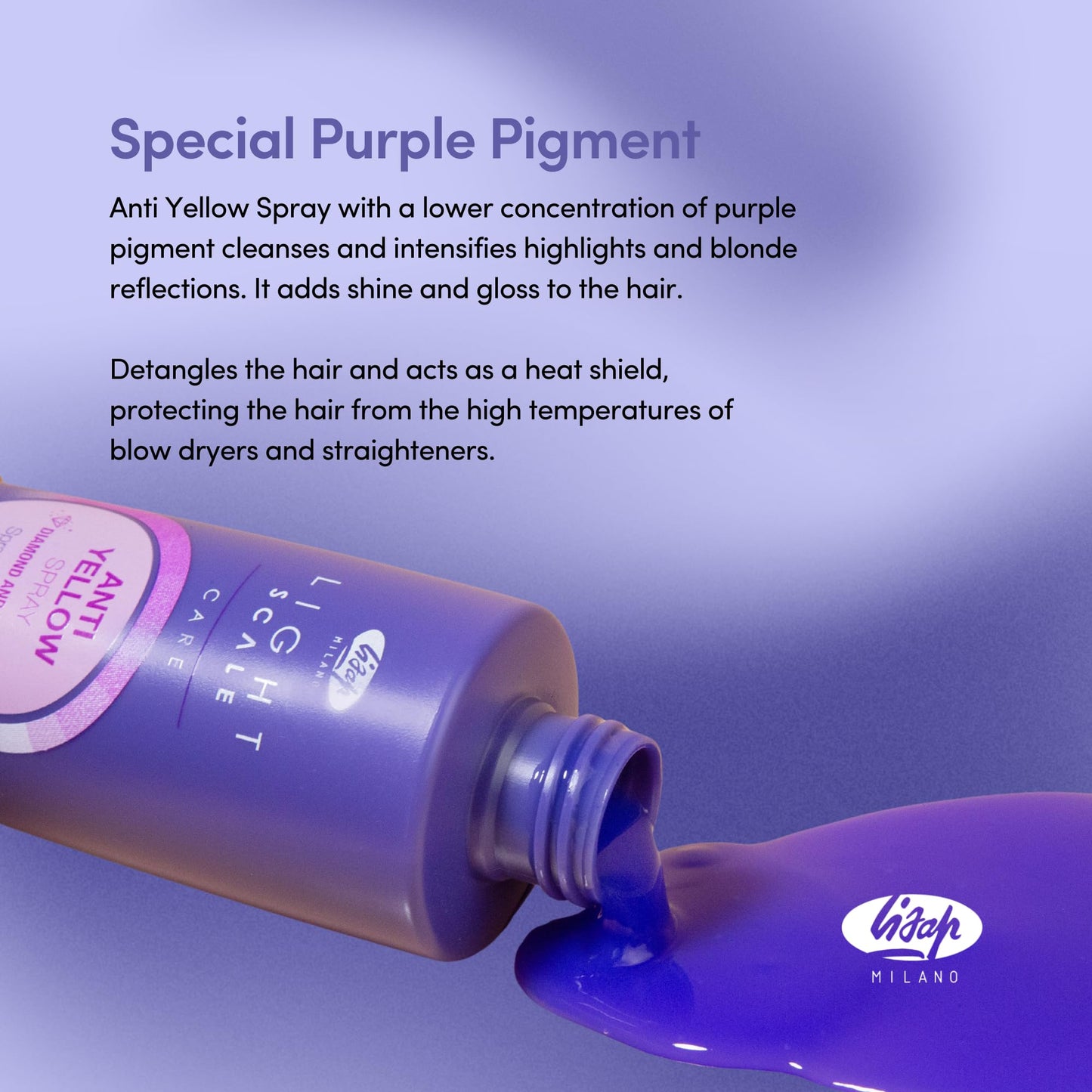 Lisap Hair Spray, Light Scale Hair Care Anti Yellow Spray & Heat Protectant Purple Toner for Blondes, Toning Blonde, White, Silver Hair & Highlights Beauty & Personal Care Lisap
