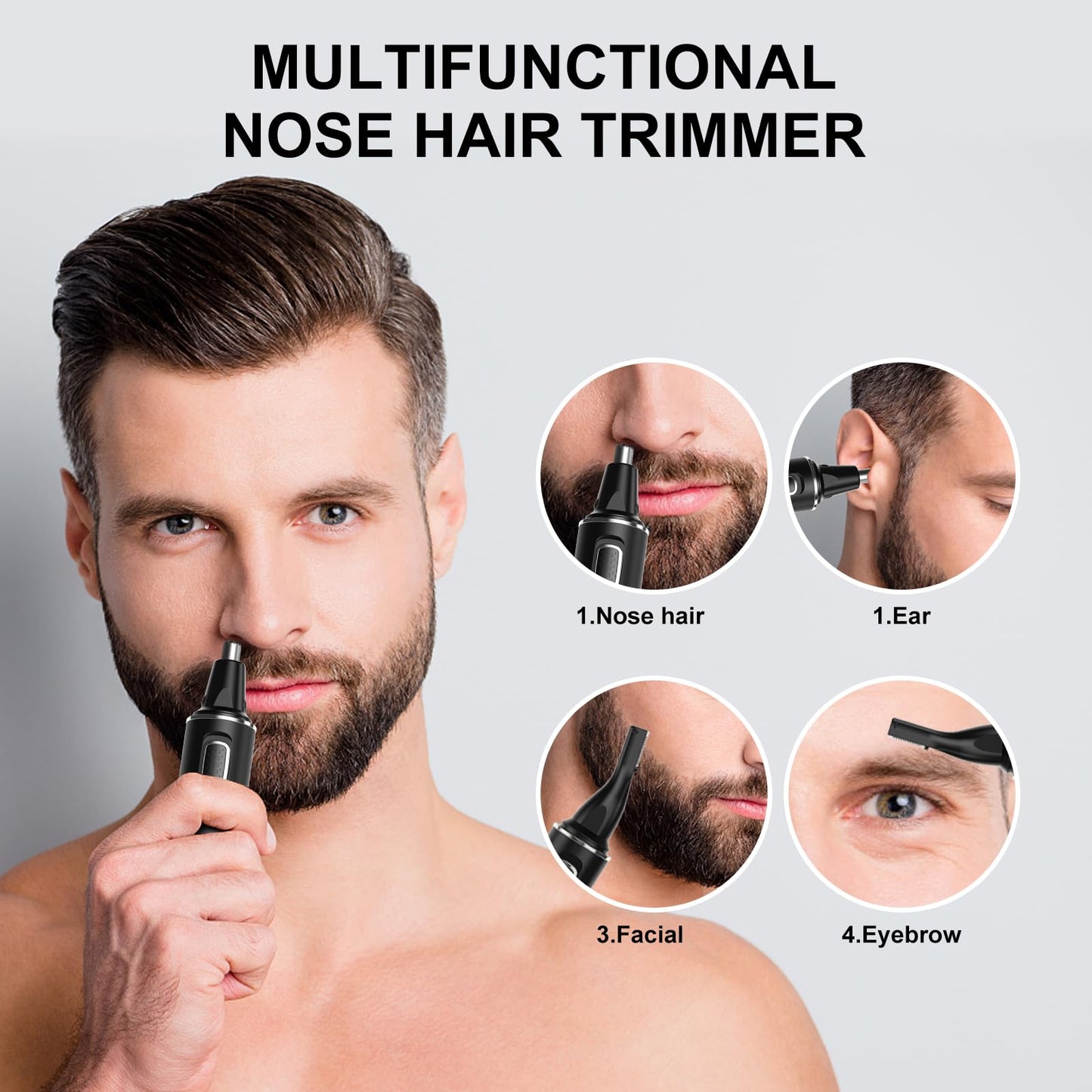 XOOMRSCP Professional Rechargeable Nose Hair Trimmer for Men - 2-in-1 Painless Ear & Nose Trimmer with IPX7 Waterproof Dual-Edge Blades, Also Beauty and Personal Care XOOMRSCP