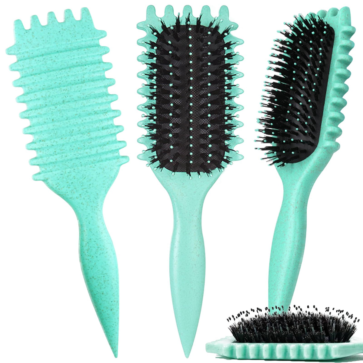 1 PCS Curly Hair Brush, Curl Defining Brush (Green)