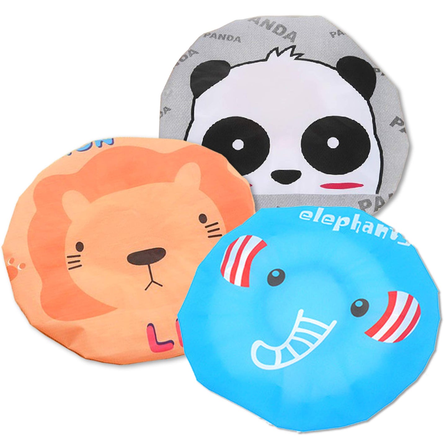 IXIAOPET Cute Cartoon Waterproof Elastic Shower Cap Bath Cap,Pack of 3 Pcs(Panda+Elephant+Lion) Beauty & Personal Care IXIAOPET