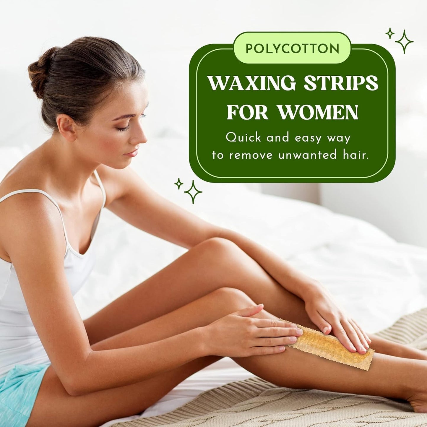 MOOM Hair Removal Wax Strips, 48 Count - Reusable & Washable Polycotton Strips for Maximum Hair Removal, Perfect for Bikini Area, Leg, Eyebrows, Body Beauty and Personal Care MOOM