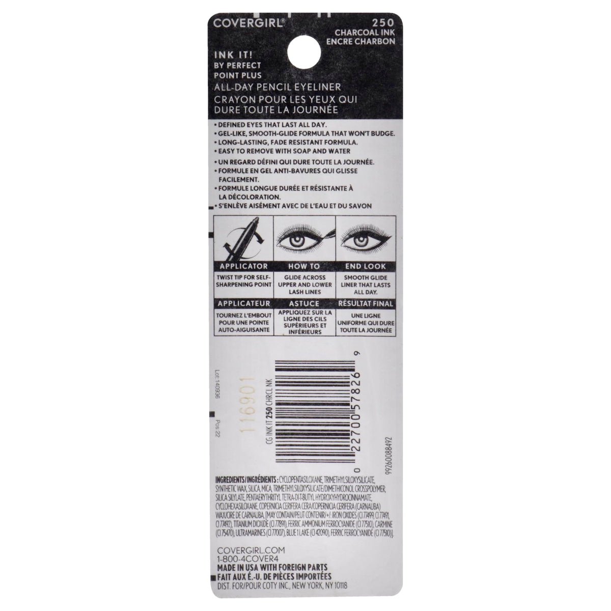 COVERGIRL Ink It By Perfect Point Plus Waterproof Eyeliner, 1 Pencil, 0.21 Fl Oz, Long Lasting, Smudging Eyeliner