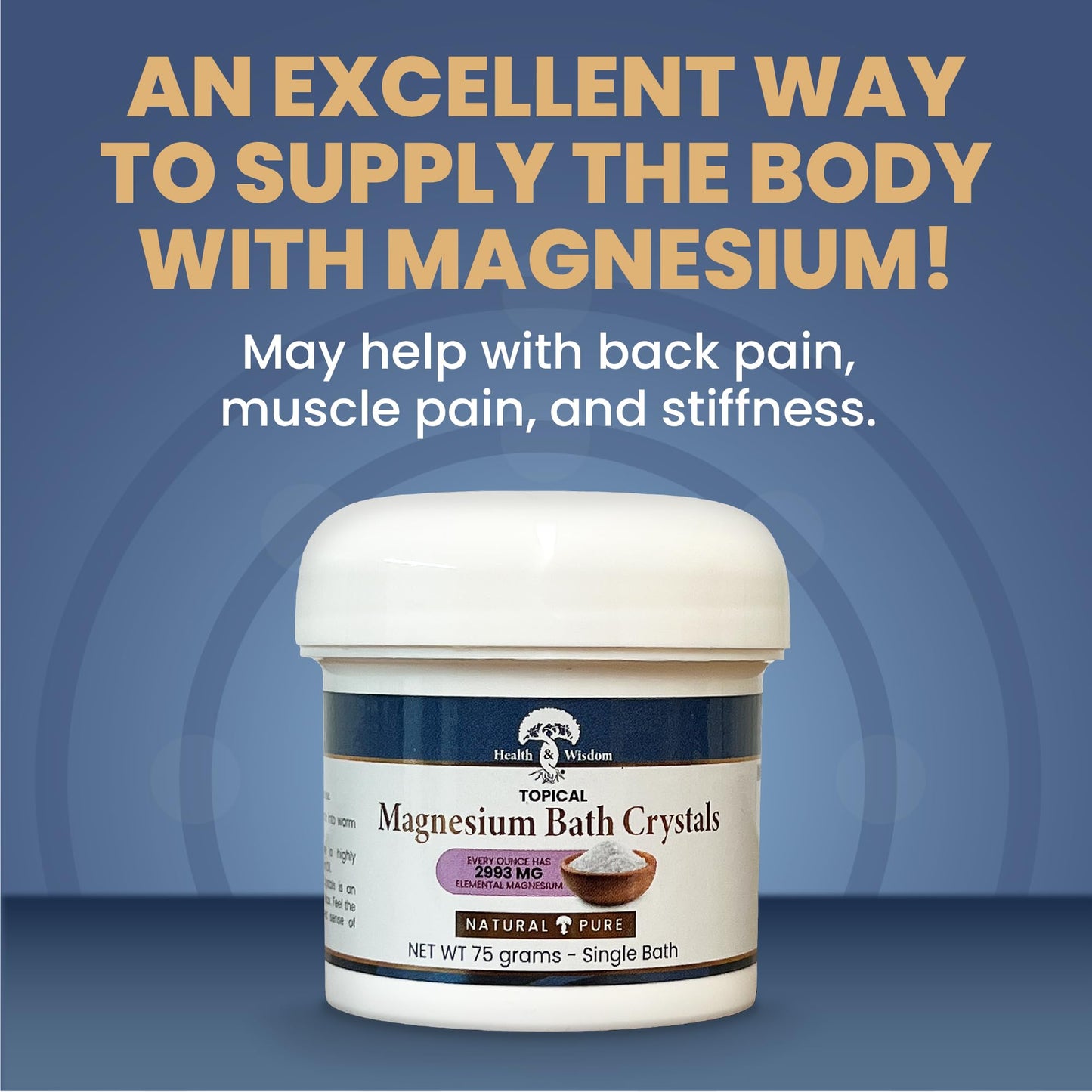Health and Wisdom Magnesium Bath Crystals - Bath Salts with High Concentration & Enhanced Absorption for Muscle & Joint Relief - Dead Sea Sourced Beauty and Personal Care Health and Wisdom