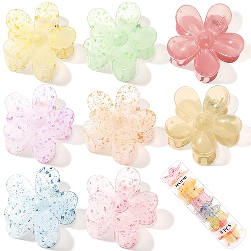 Flower Hair Claw Clips 8PCS Cute Hair Clip Big Daisy Hair Clips Strong Hold Jaw Clip Barrettes Large Hair Clamps Thin Hair Accessories Thick Hair Beauty & Personal Care MAJOMI