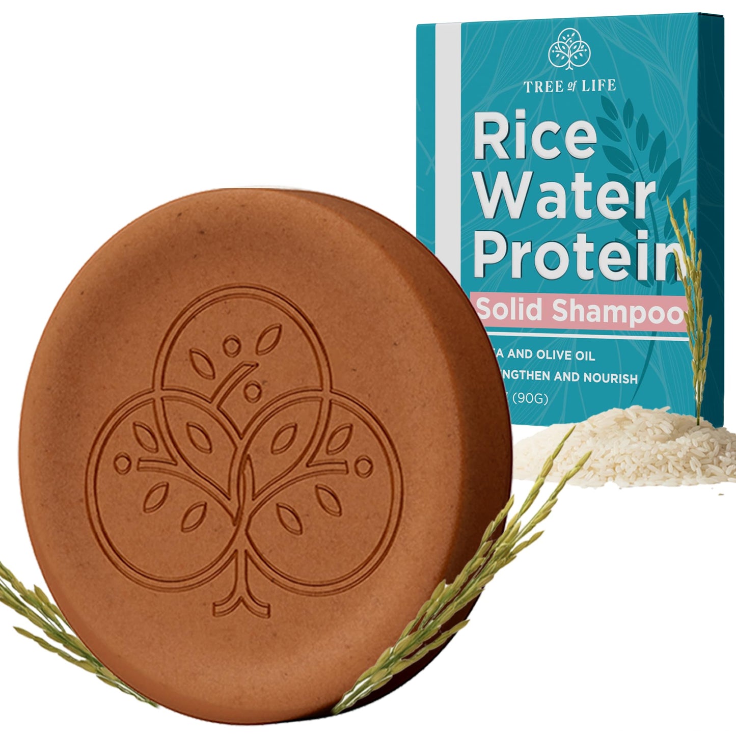 Tree of Life Rice Water Shampoo Bar - Sulfate Free Rice Protein Hair Care That Strengthens, Repairs, and Delivers Frizz Control with Silky Shine (2 Beauty & Personal Care Tree of Life