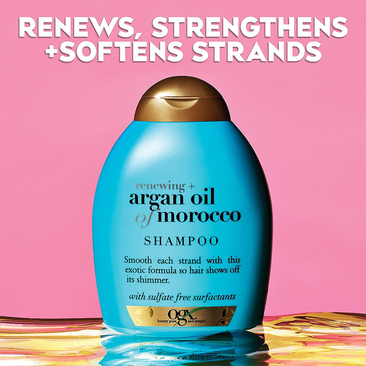 OGX Renewing and Cold-Pressed Argan Oil of Morocco Hydrating Shampoo, to Help Moisturize, Soften & Strengthen Hair, Paraben & Sulfate Free