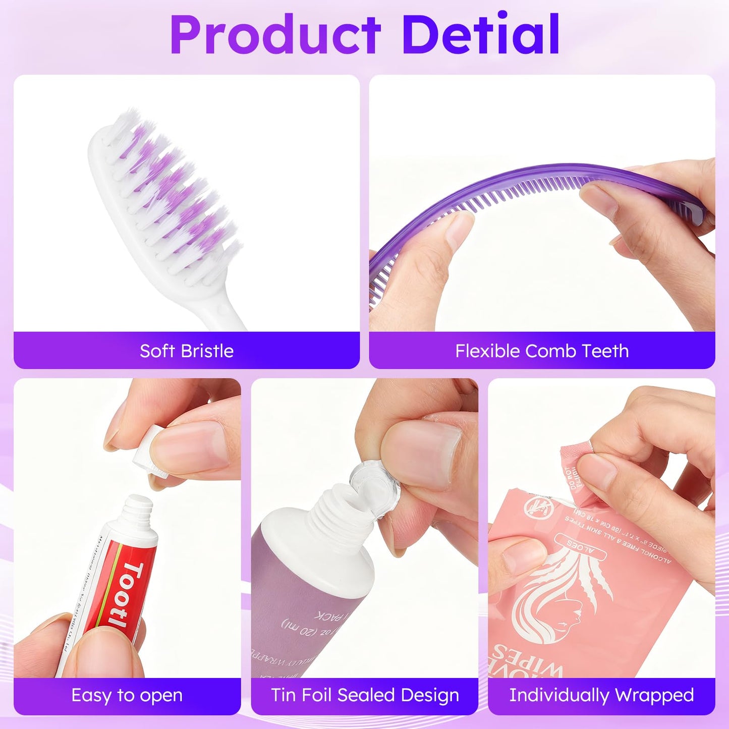 Travel Toiletries Personal Cleaning Bulk,Disposable Hygiene Kit Care Package Supplies, Women Toiletry Essentials Set Individually Wrapped for Camping Beauty and Personal Care Zhjianup