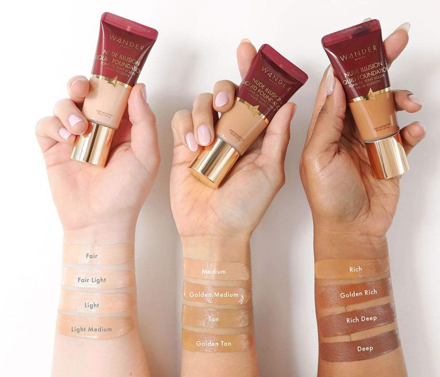 Wander Beauty Nude Illusion Liquid Foundation - Medium to Full Coverage Foundation with Niacinamide & Lotus Extract - Natural Skin Finish - Blurs Beauty & Personal Care Wander Beauty