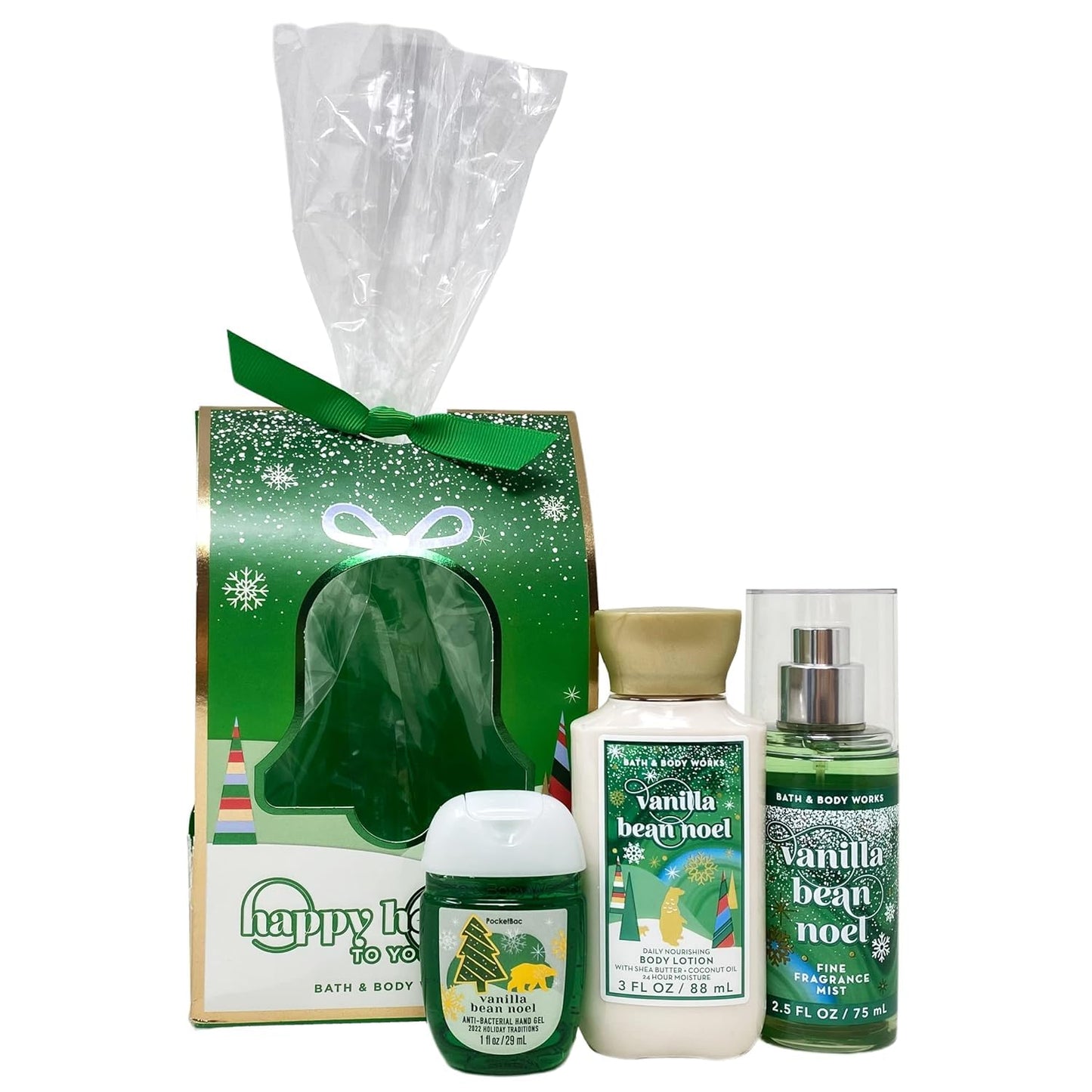 Bath and Body Works VANILLA BEAN NOEL Tree Mini Gift Set 3-pc Travel Size Beauty & Personal Care Bath & Body Works