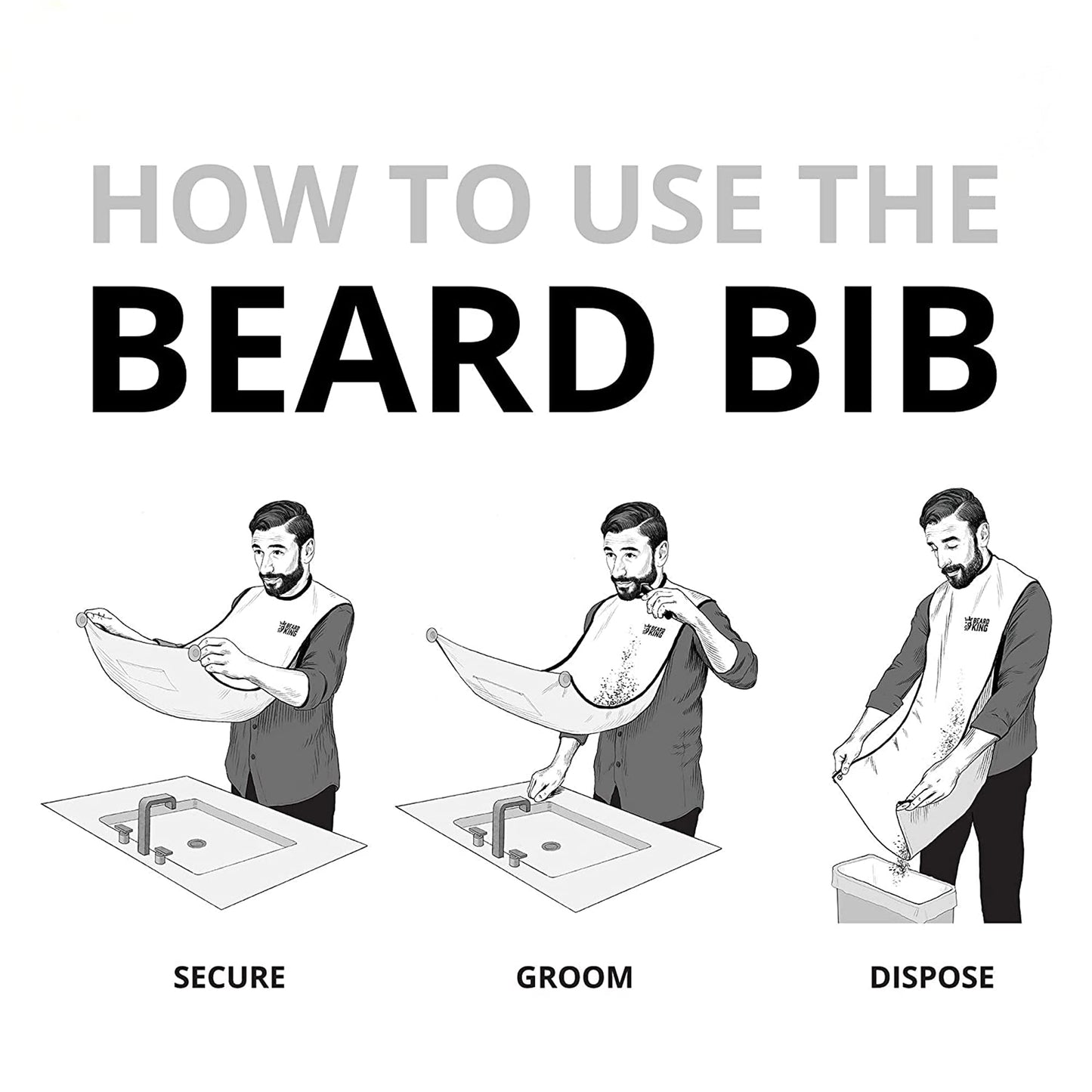 BEARD KING Beard Bib Apron - As Seen on Shark Tank - Gifts for Him, Stocking Stuffers for Men, Mens Gift, Black Beauty and Personal Care BEARD KING