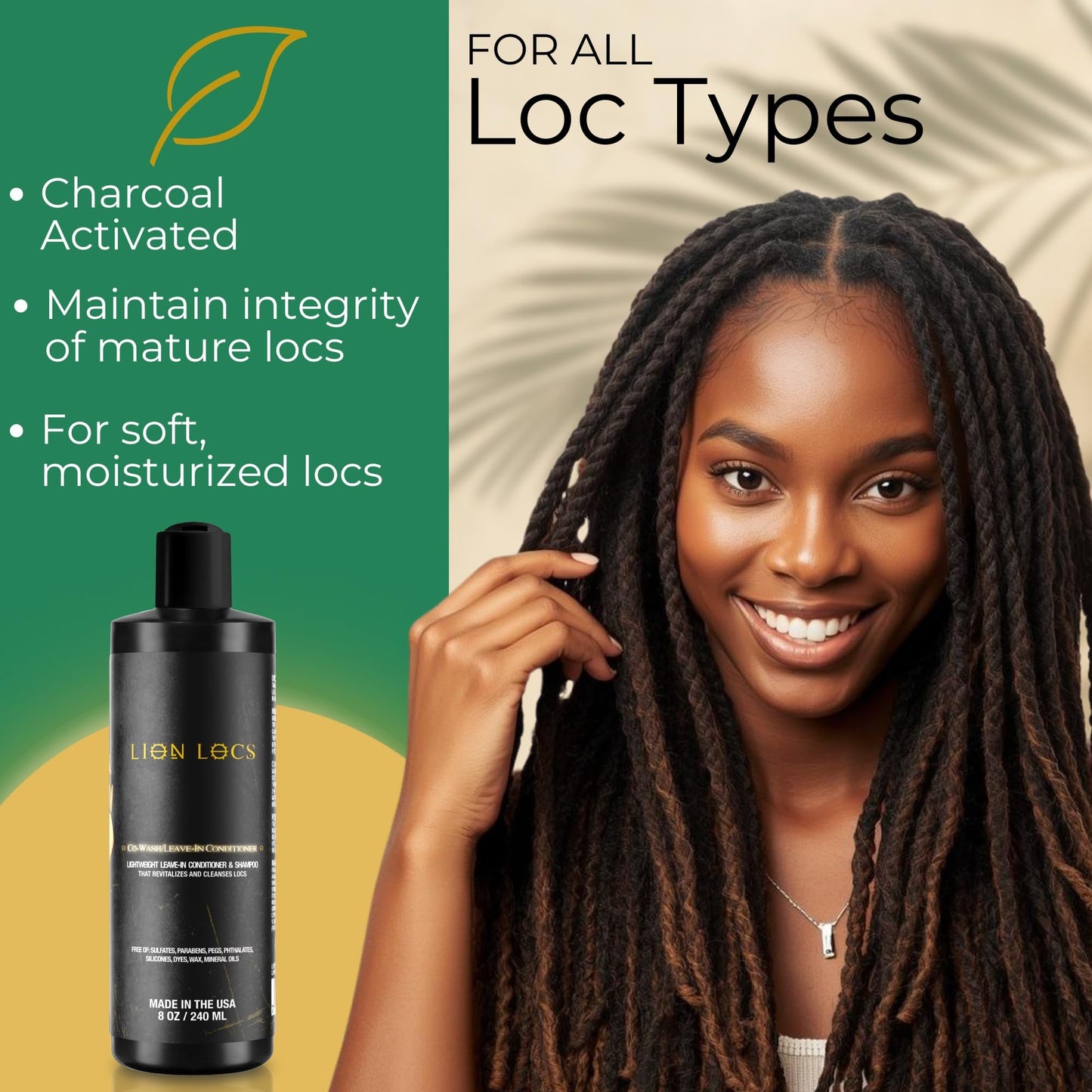 Lion Locs Shampoo and Conditioner for Dreads, Sisterlocks, Locks, & Dreadlocks | Lightweight Vegan Co Wash (8oz) Beauty & Personal Care Beard Gains