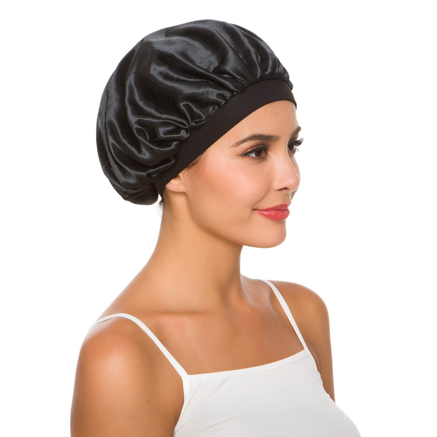Women's Elastic Wide Band Sleep Night Cap Head Cover Bonnet Hat for For Curly Springy Hair (2Pack) Beauty and Personal Care YLing