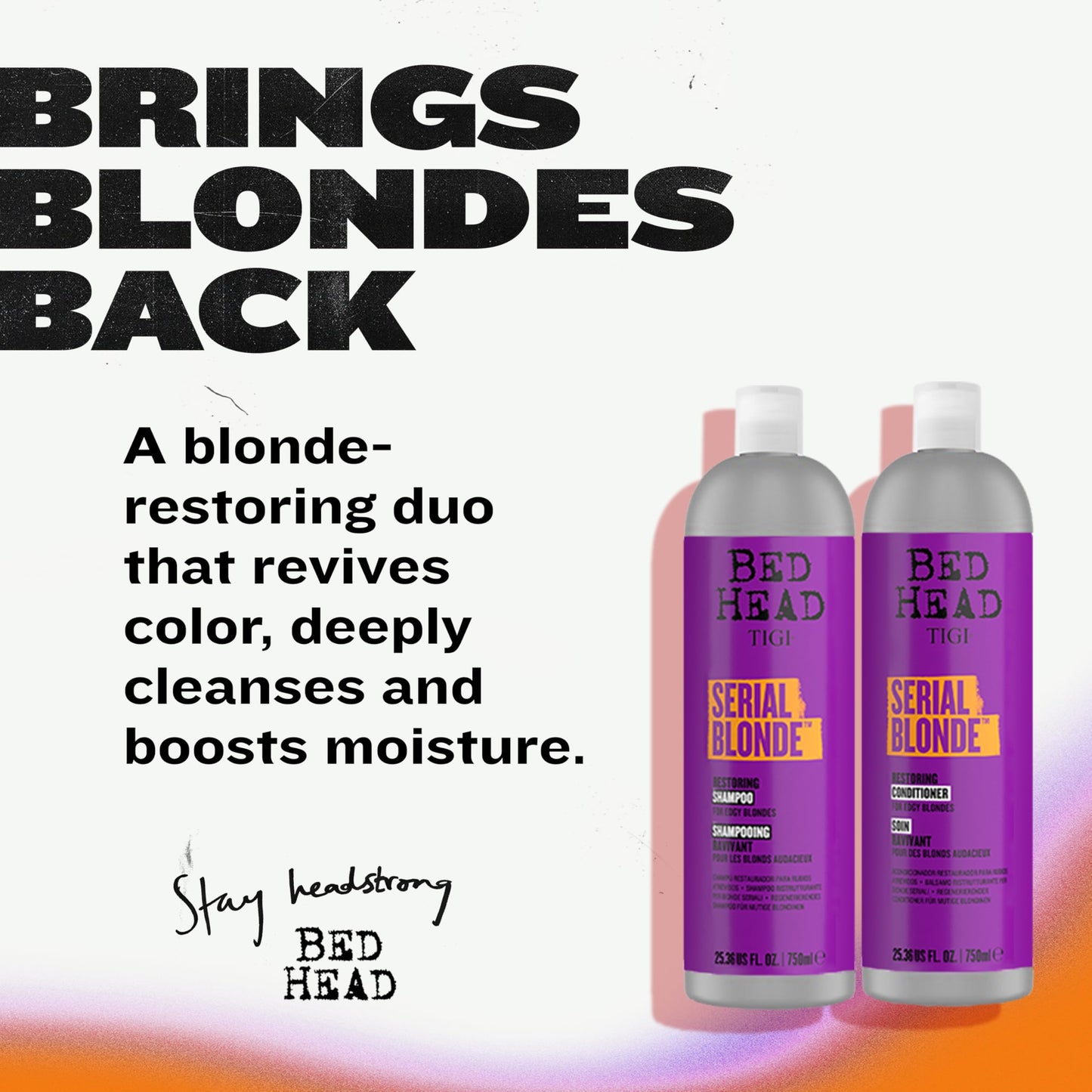 TIGI Bed Head Serial Blonde Restoring Shampoo & Conditioner Set for Damaged Blonde Hair, Hydrolyzed Keratin, 25.36 fl oz, 2 Pack Beauty & Personal Care TIGI