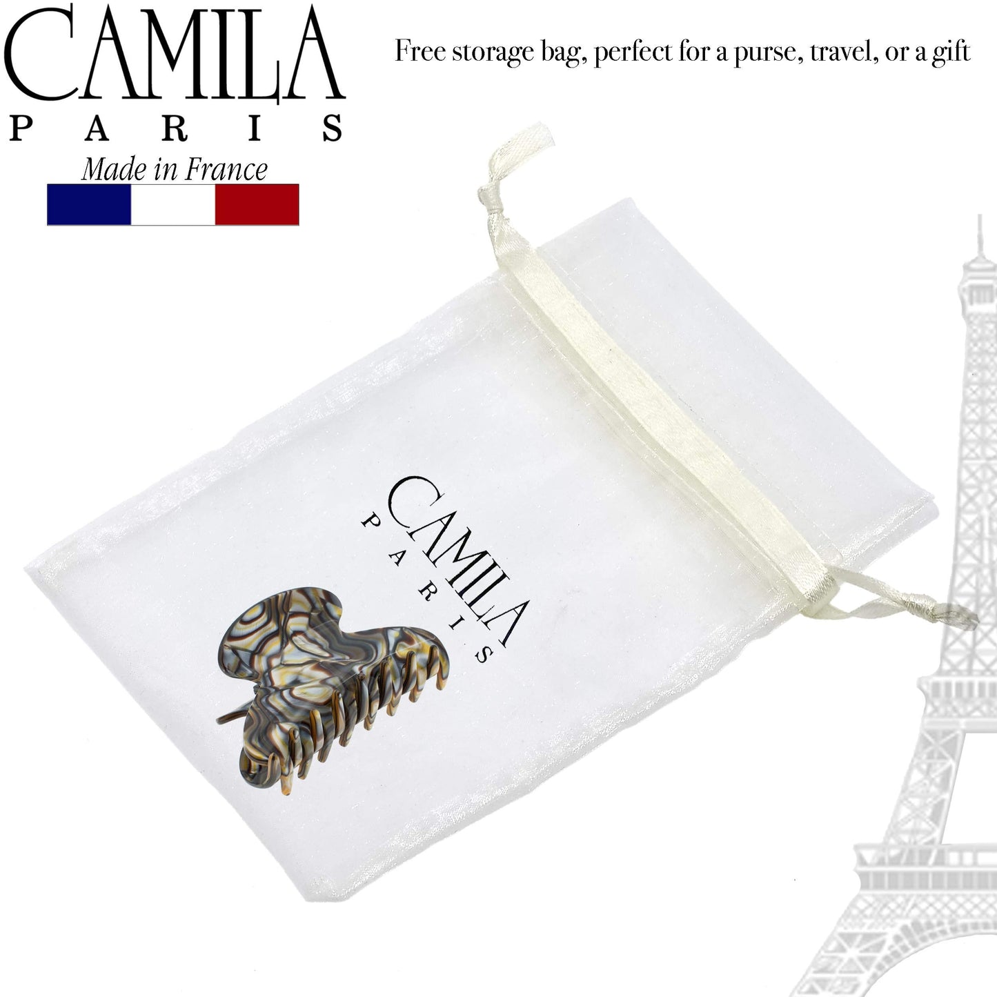 Camila Paris CP3058 French Hair Clip for Women, Onyx, for Thick Long Curly Wavy Hair, Jaw Clip, Strong Hold No Slip Grip, Made in France Beauty & Personal Care Camila