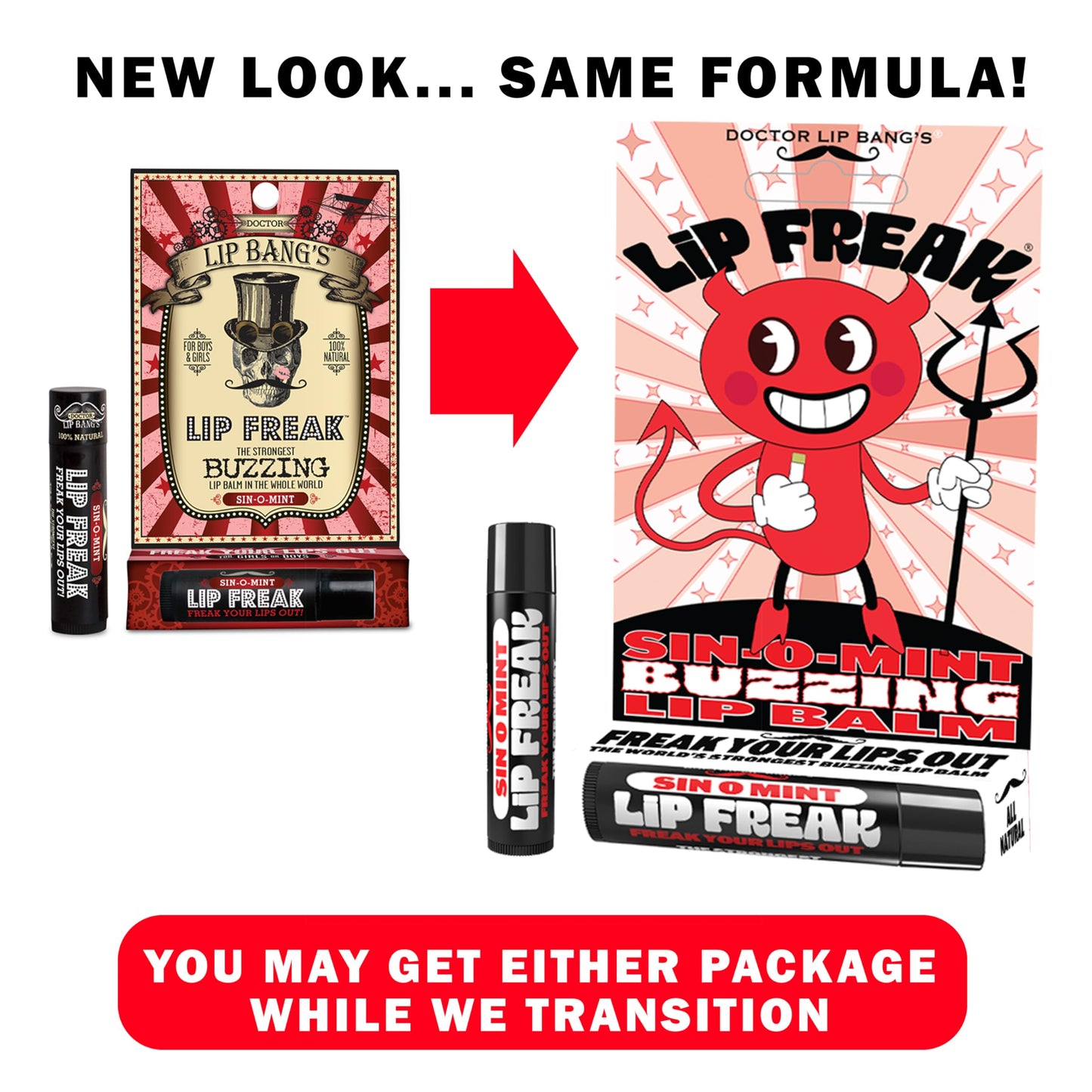 Doctor Lip Bang's BUZZING Lip Balm - Lip Freak - 100% All Natural - Cruelty Free - Sin-O-Mint - 2 Pack Beauty and Personal Care Doctor Lip Bang's