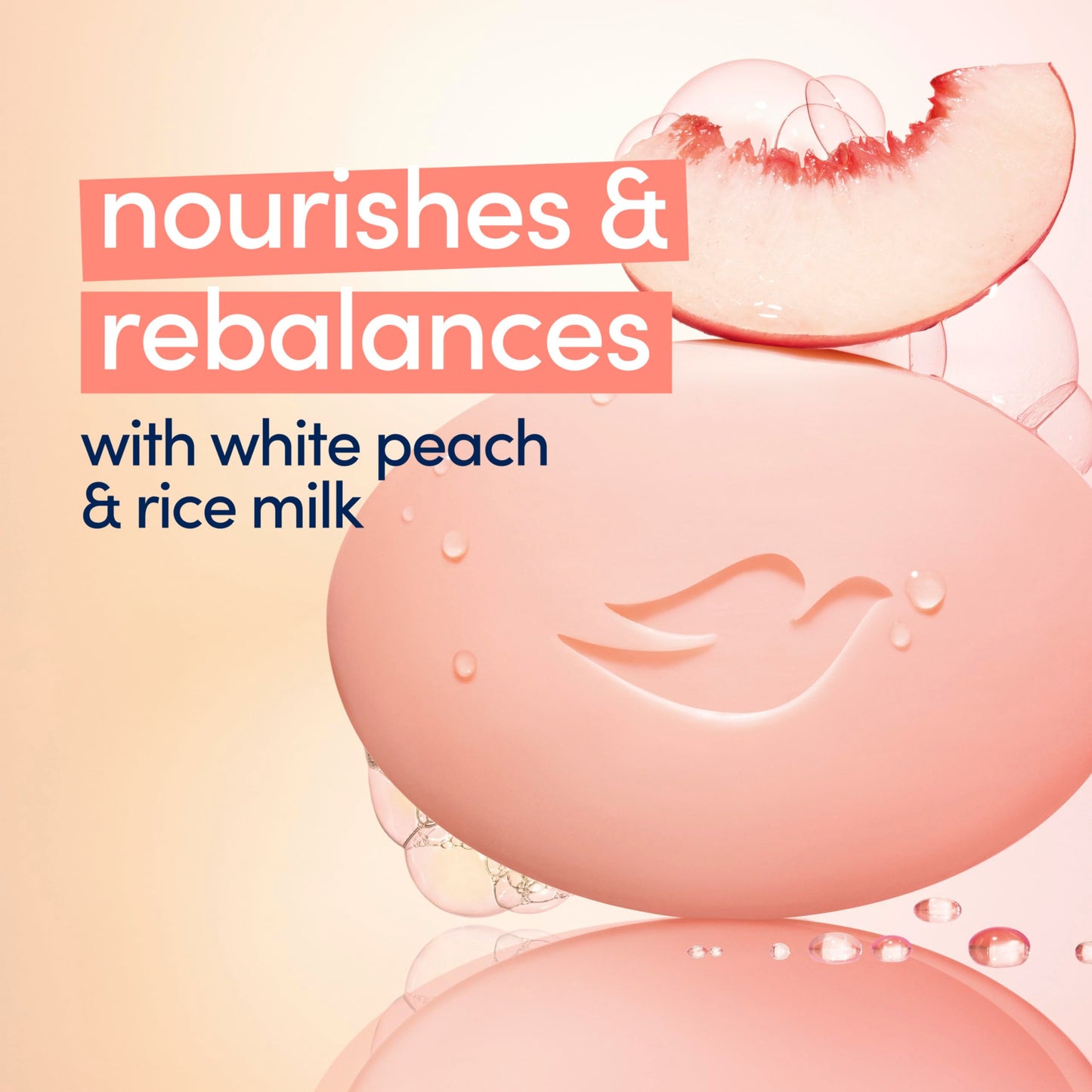 Dove Beauty Bar Soap Rebalancing White Peach & Rice Milk, 14 Count for a Nourished and Moisturized Skin, with ¼ Moisturizing Cream Plant-Based Beauty & Personal Care Dove