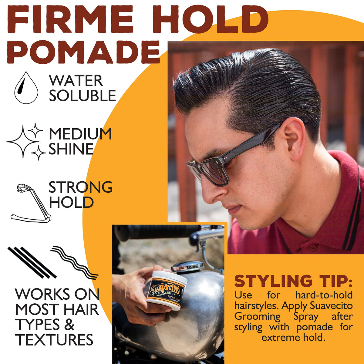 Suavecito Strong Hold Hair Pomade For Men, 32 oz - Medium Shine Water Based Wax Like Flake Free Hair Gel - Easy To Wash Out - All Day Hold For All Beauty & Personal Care Suavecito