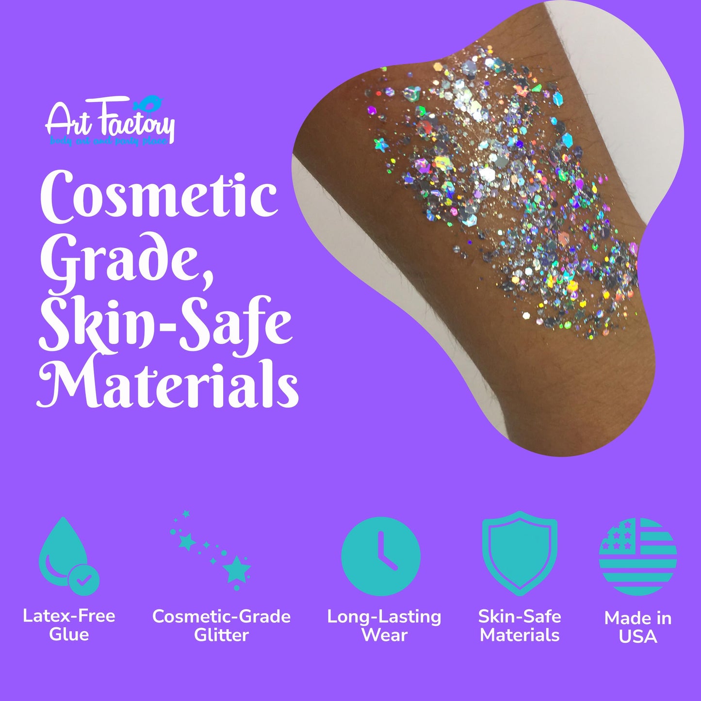Art Factory Starstruck Silver Chunky Body Glitter Gel - Holographic Cosmetic Glitter for Face, Hair & Body - Festival Rave Makeup, Long Wear Hair Beauty & Personal Care Art Factory