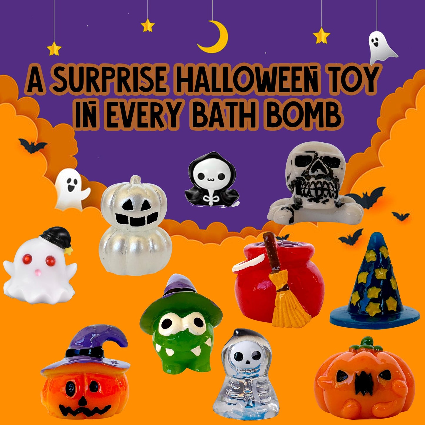 Bath Bombs for Kids with Surprise Toys Inside - Set of 9 Organic Halloween Bath Bombs, Gentle and Safe - Fizzy Balls with Rainbow Bubbles, Halloween… Beauty & Personal Care Mineral Me California