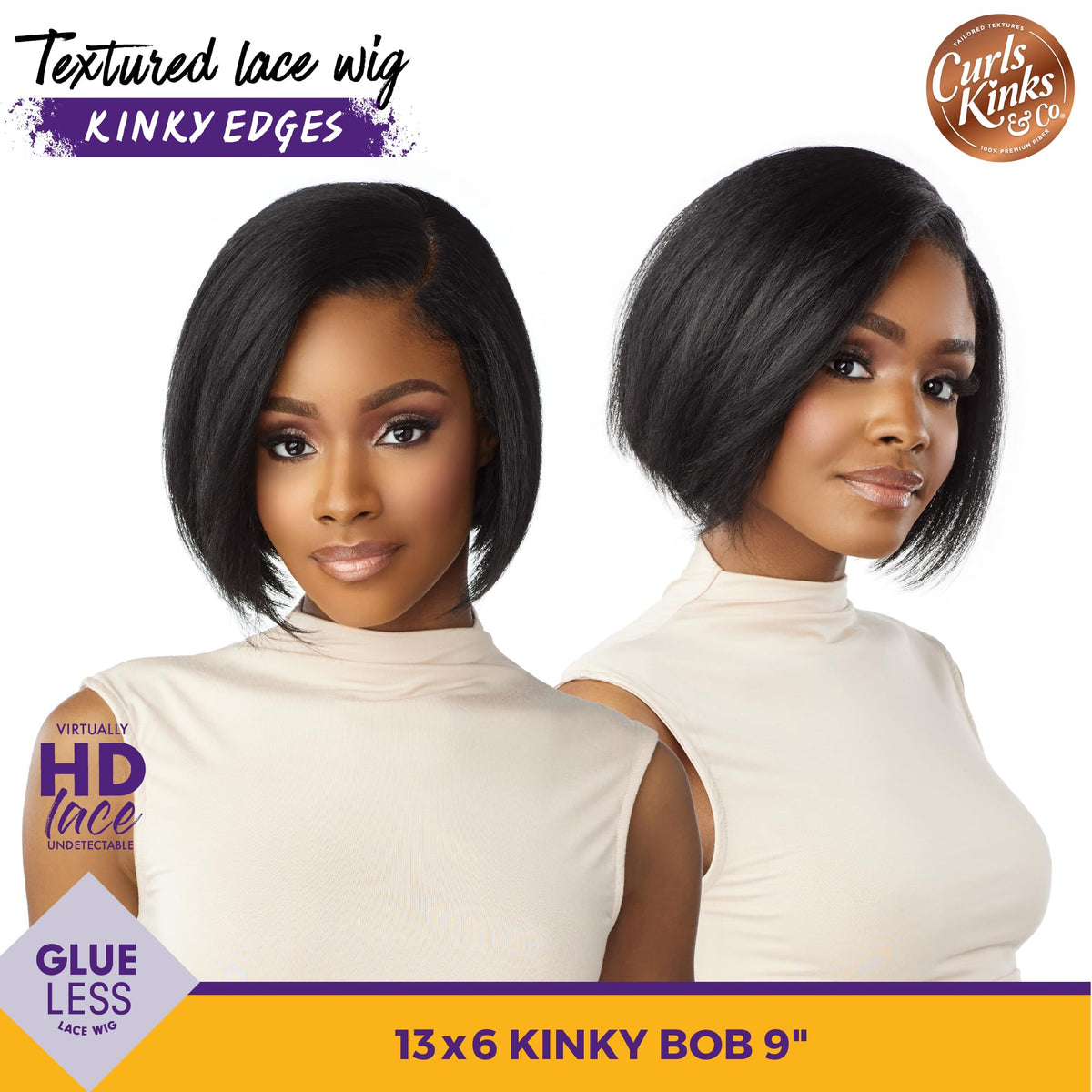 Sensationnel CKCO Kinkyedges Wig-Kinky Bob 9 Inch, BALAYAGEHAZELNUT