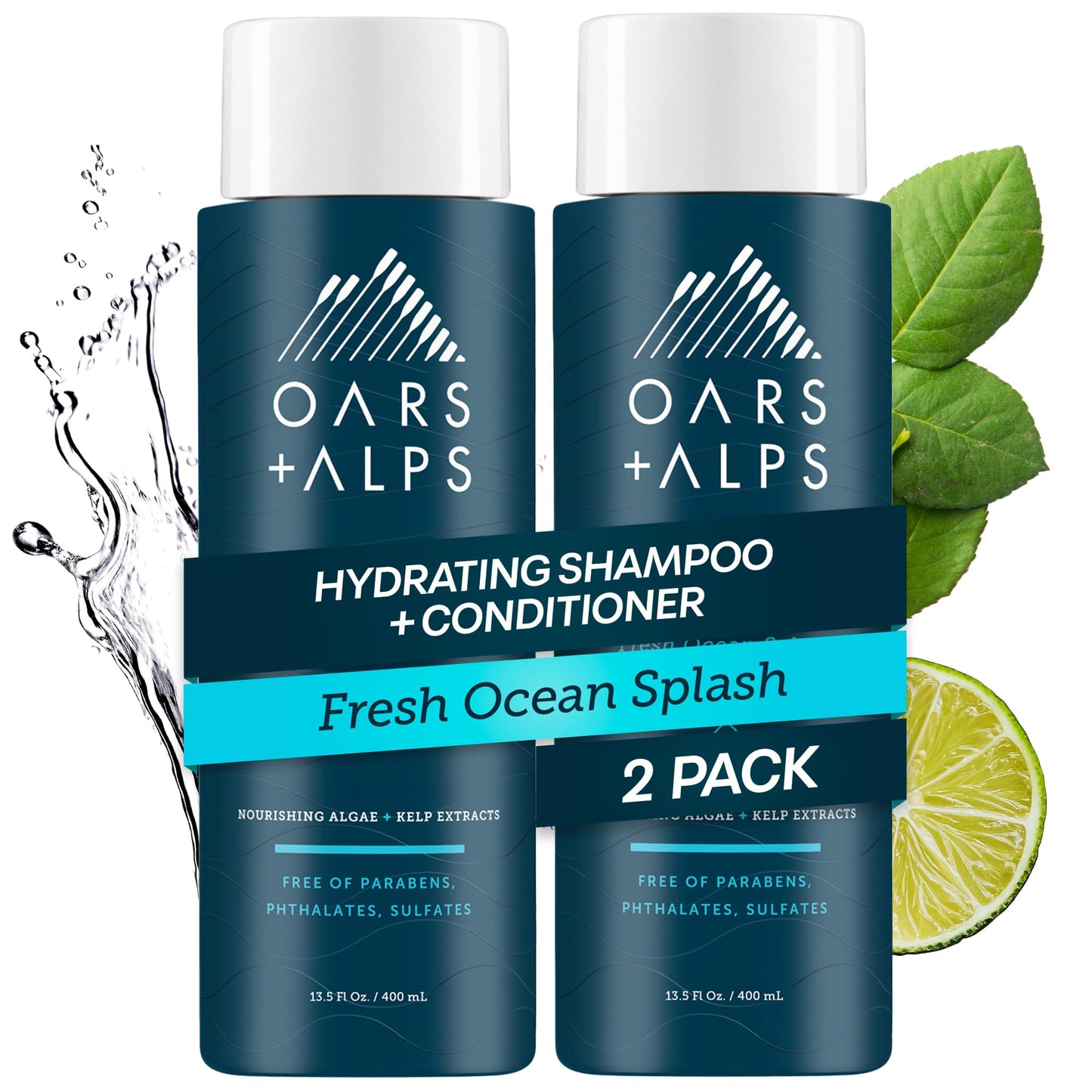 Oars + Alps Men's Sulfate Free Hair Shampoo and Conditioner Set for Men & Women, Infused with Kelp & Algae Extracts, Nourishing & Moisturizing Beauty & Personal Care Oars + Alps