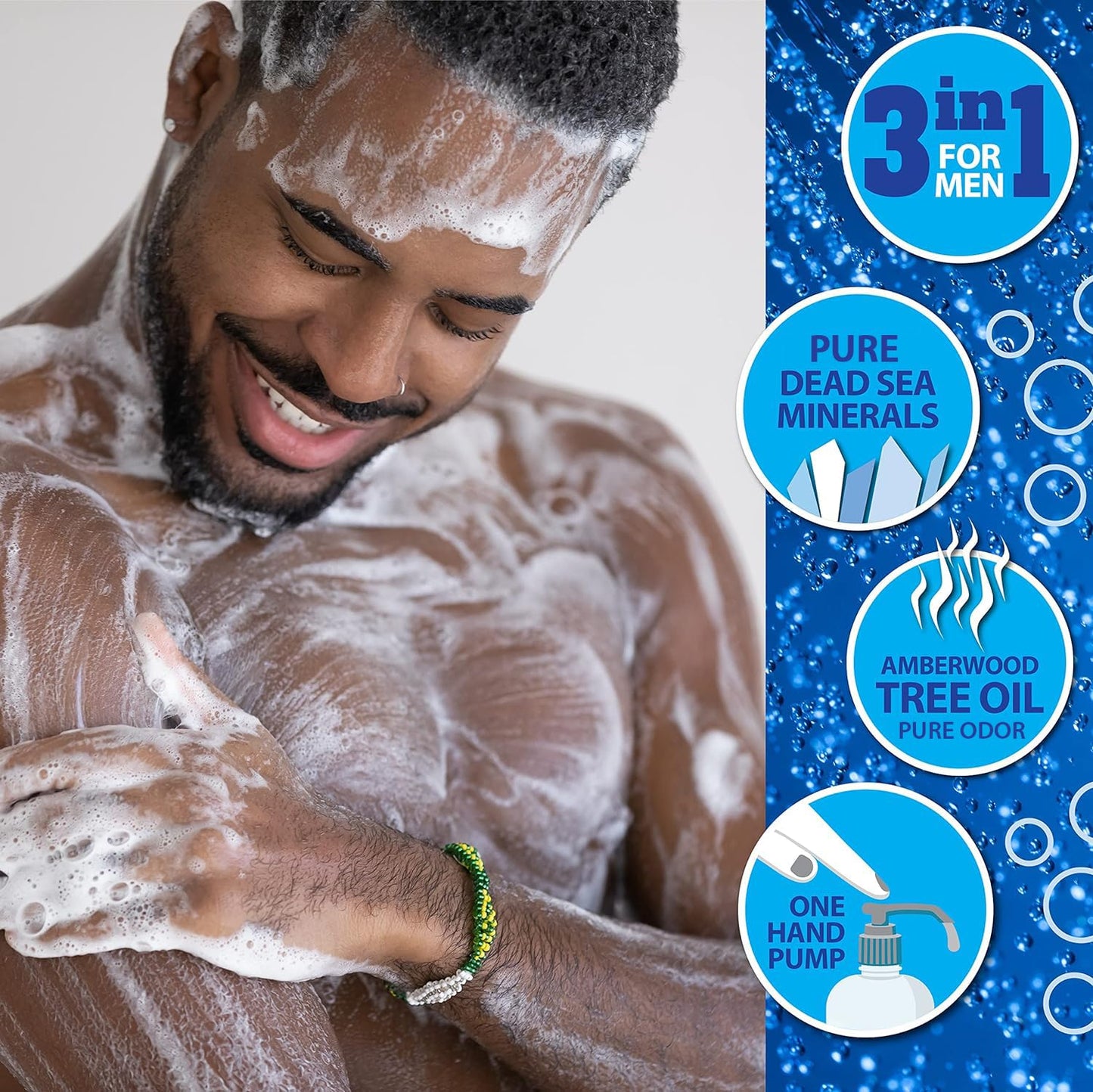 Dead Sea Collection Amber Wood Men’s Body Wash - 3 in 1 Body Wash for Men for Hair, Face & Body - Moisturizing Shower Gel with Dead Sea Minerals Beauty and Personal Care Dead Sea Collection