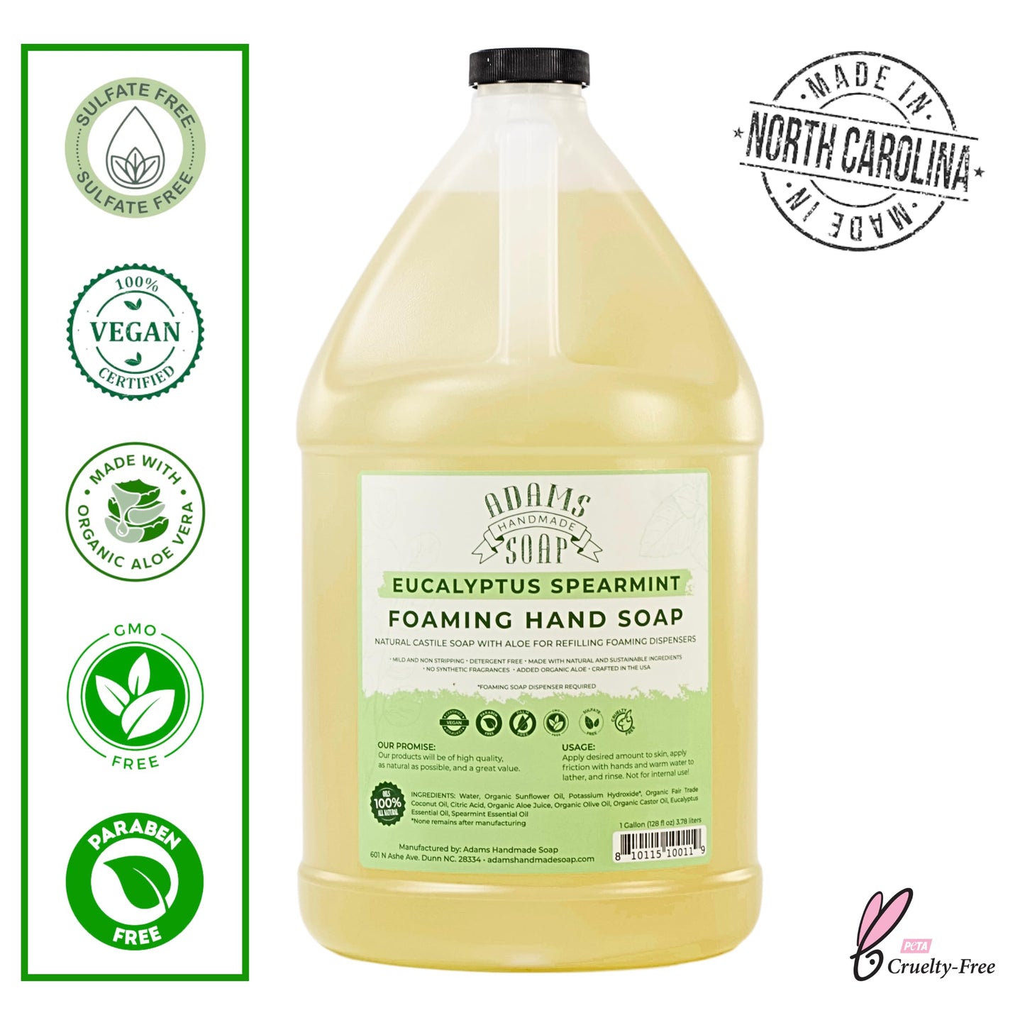 Adams Handmade Soap Liquid Foaming Soap 1 Gal - Eucalyptus Spearmint Beauty & Personal Care Adams Handmade Soap