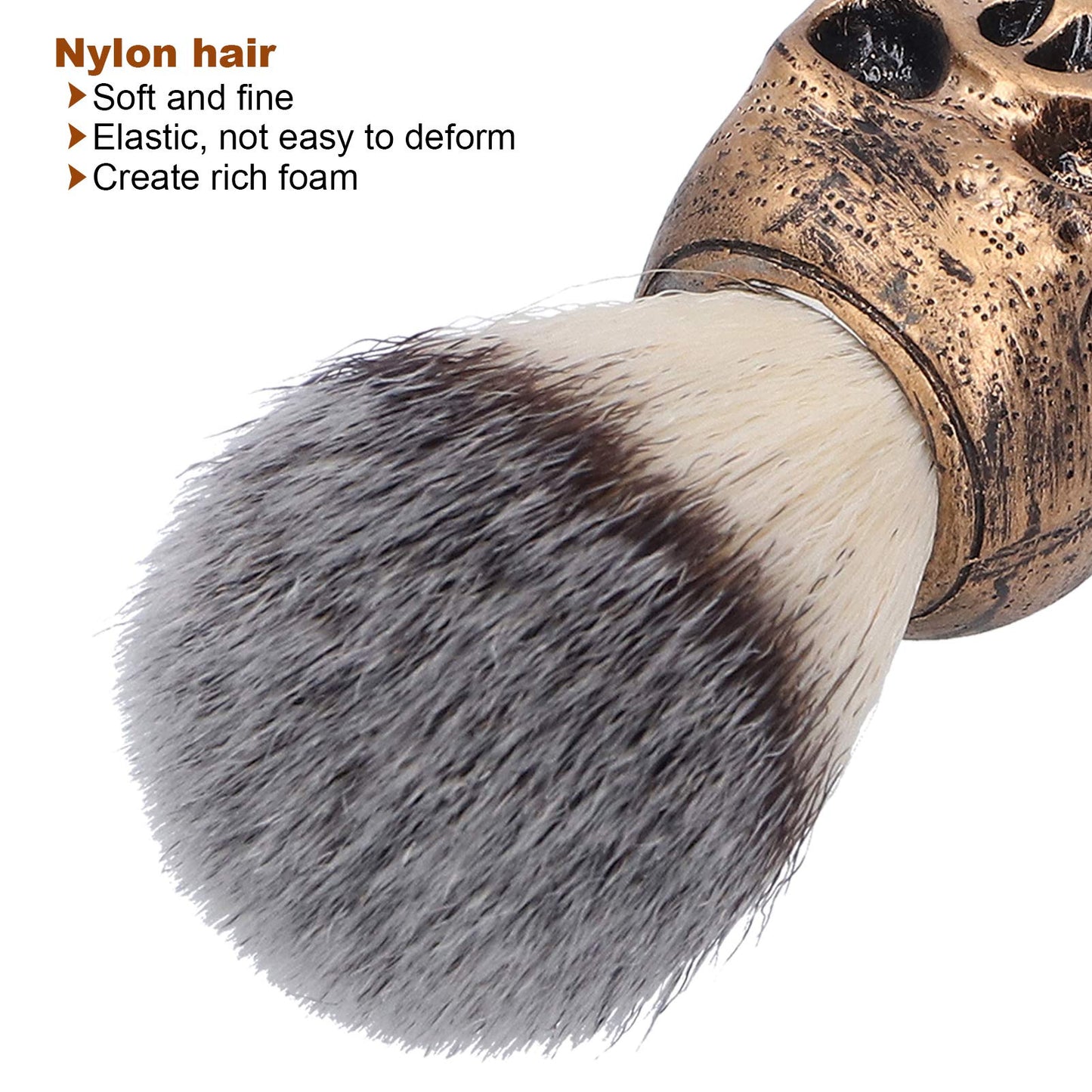 Barber Cleaning Hairbrush, Soft Neck Duster Shaving Beard Hair Brush Cutting Face Cleaning Tool with Creative Skull Handle for Professional Salon Beauty and Personal Care Agatige