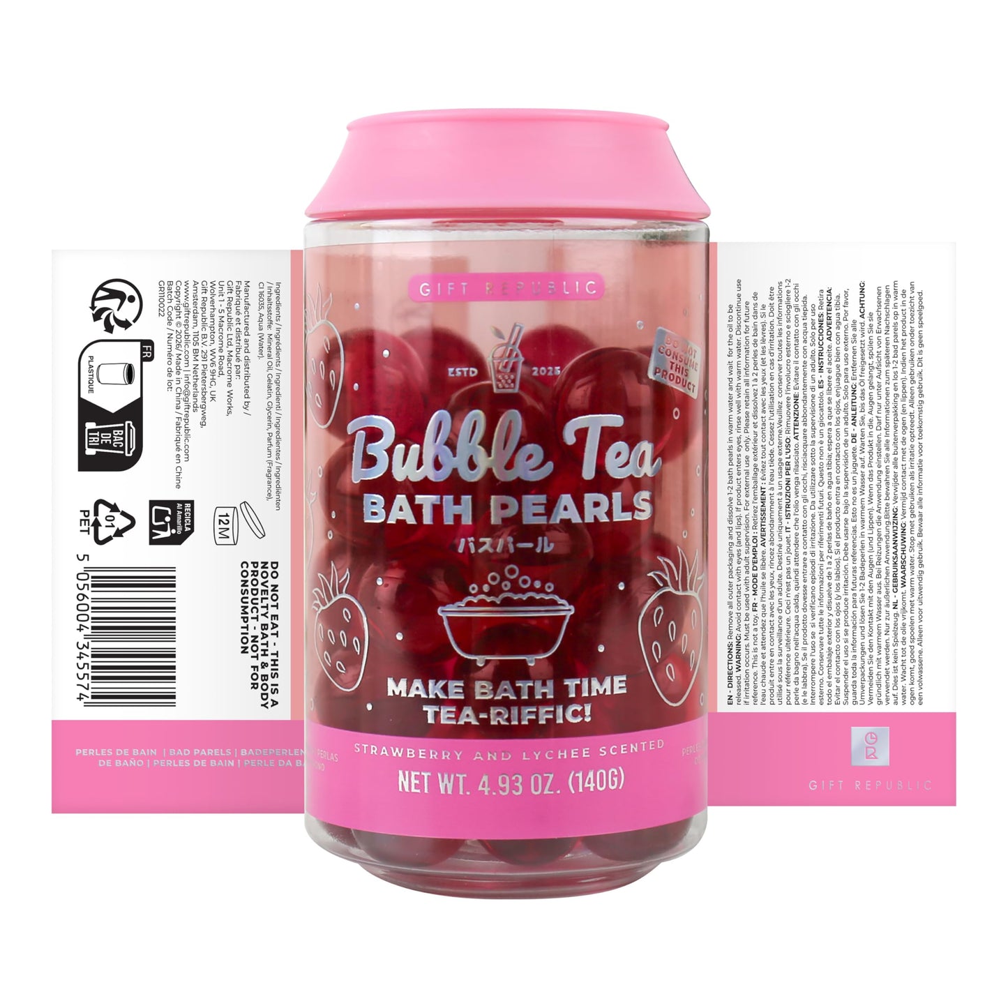 Gift Republic Bubble Tea Bath Pearls, Red Beauty and Personal Care Gift Republic