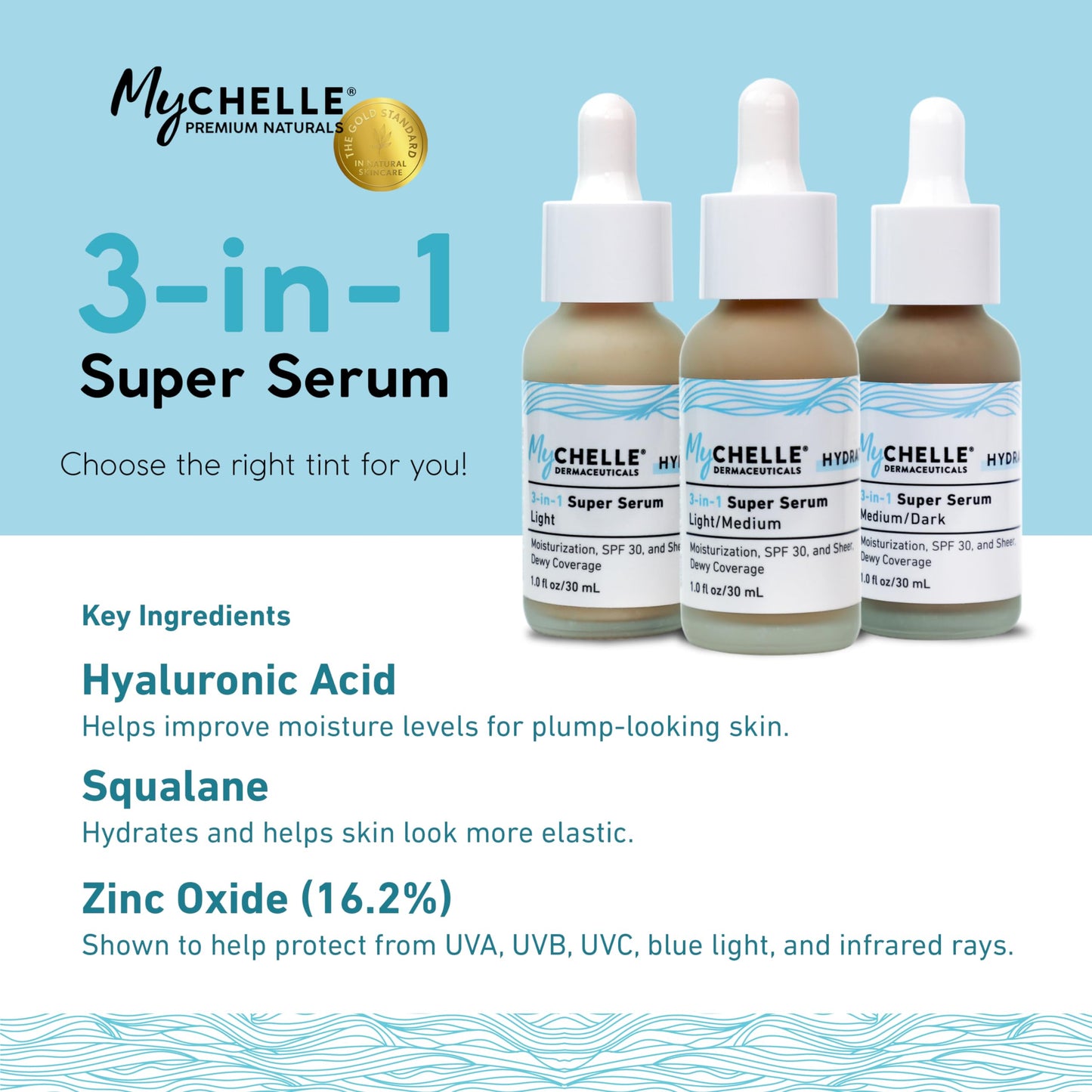 MyCHELLE Medium/Dark 3-in-1 Super Serum, 1 oz Beauty & Personal Care MyChelle Dermaceuticals