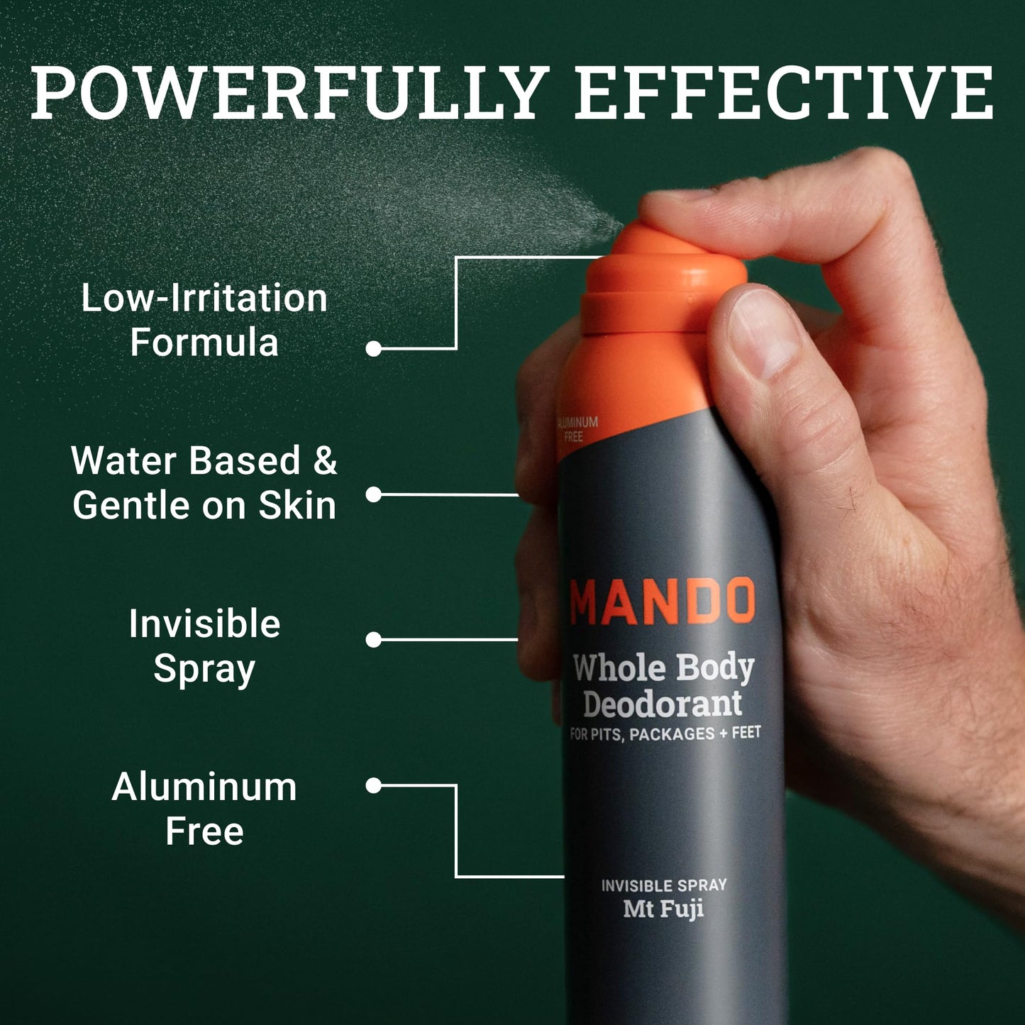 Mando Whole Body Deodorant For Men - Invisible Spray Deodorant - 72 Hour Odor Control - Low Irritation Formula - Aluminum Free, Benzene Free - 3.6 Beauty and Personal Care Mando